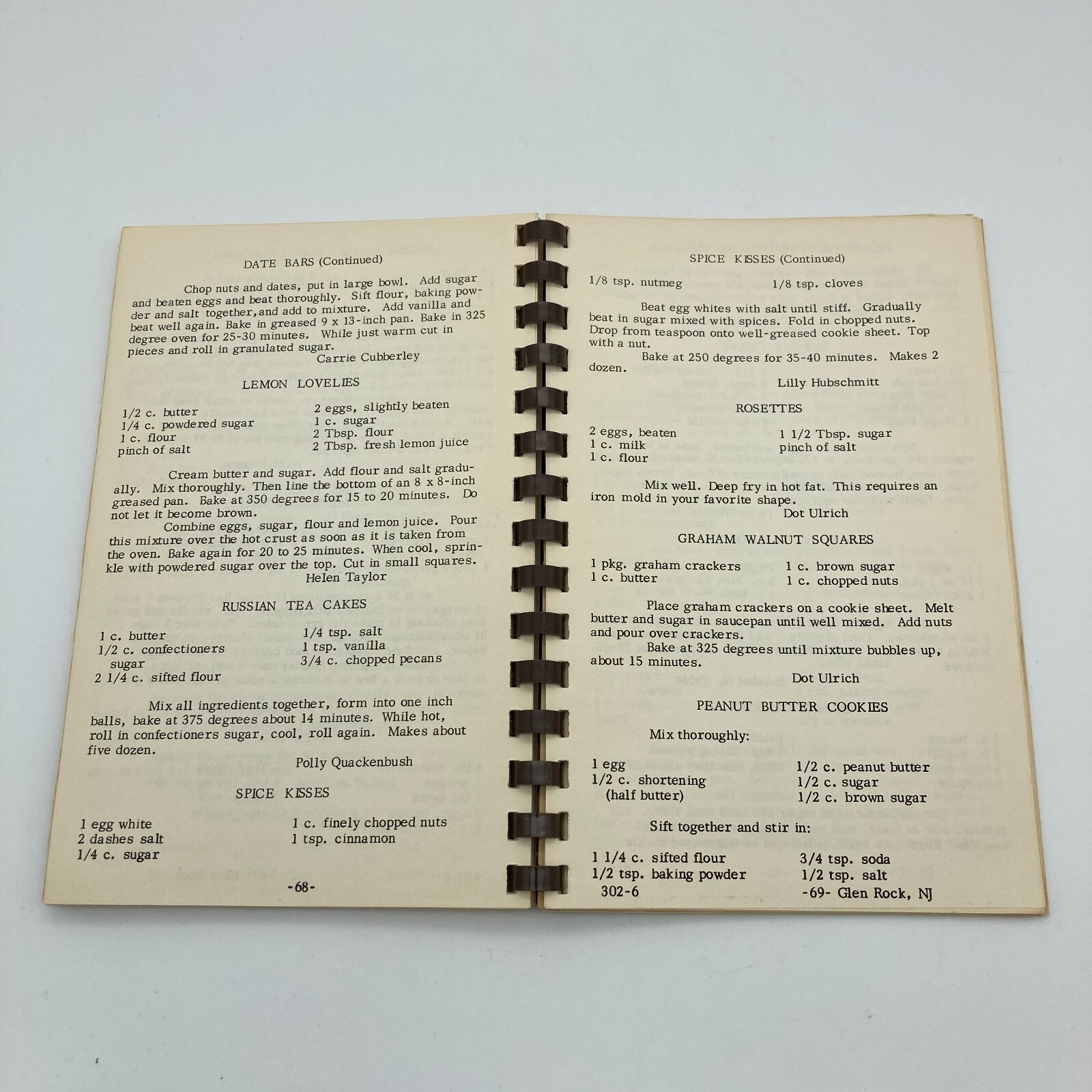 Lots More Cooking In Glen Rock NJ Cookbook 1976 Spiral PB 88 Typed Pages Local