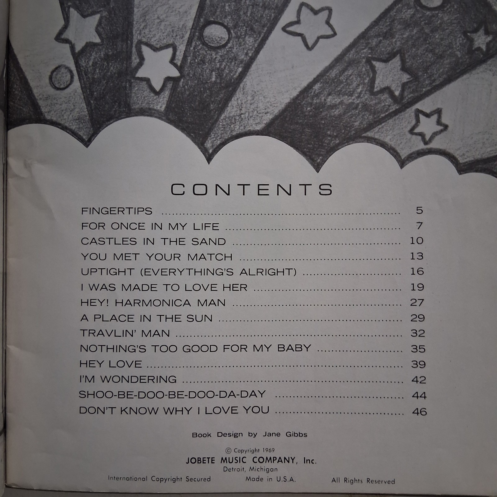 VGT Stevie Wonder – featuring „THE MOTOWN SOUND“ 47 Pages Songbook Jobete 1969
