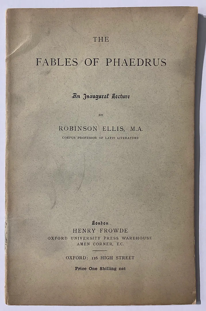 The Fables of Phaedrus: An Inaugural Lecture