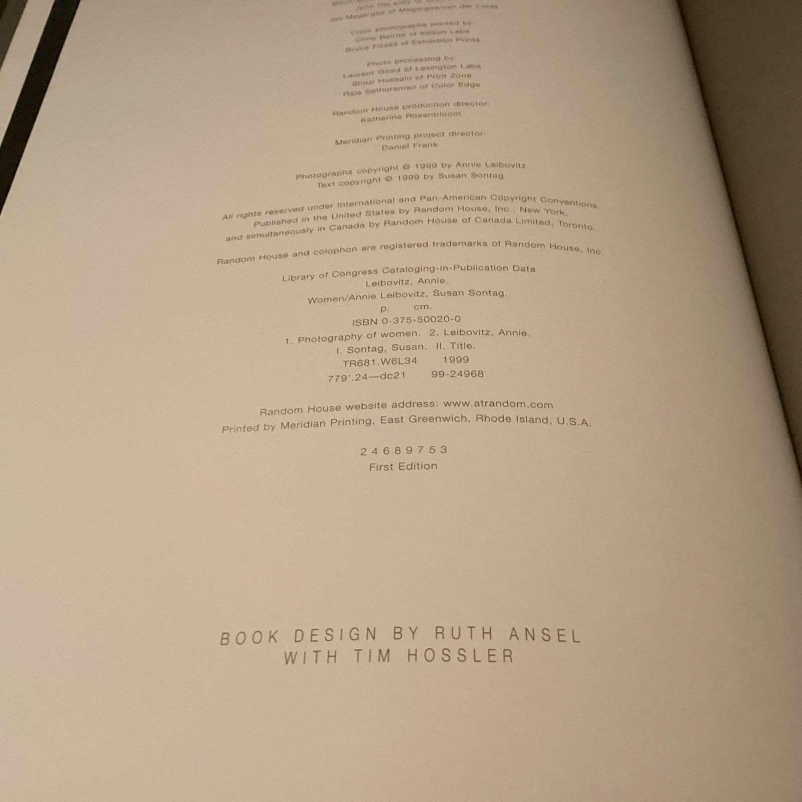WOMEN by Annie Leibovitz & Susan Sontag (1999, 1st Ed., HCDJ)
