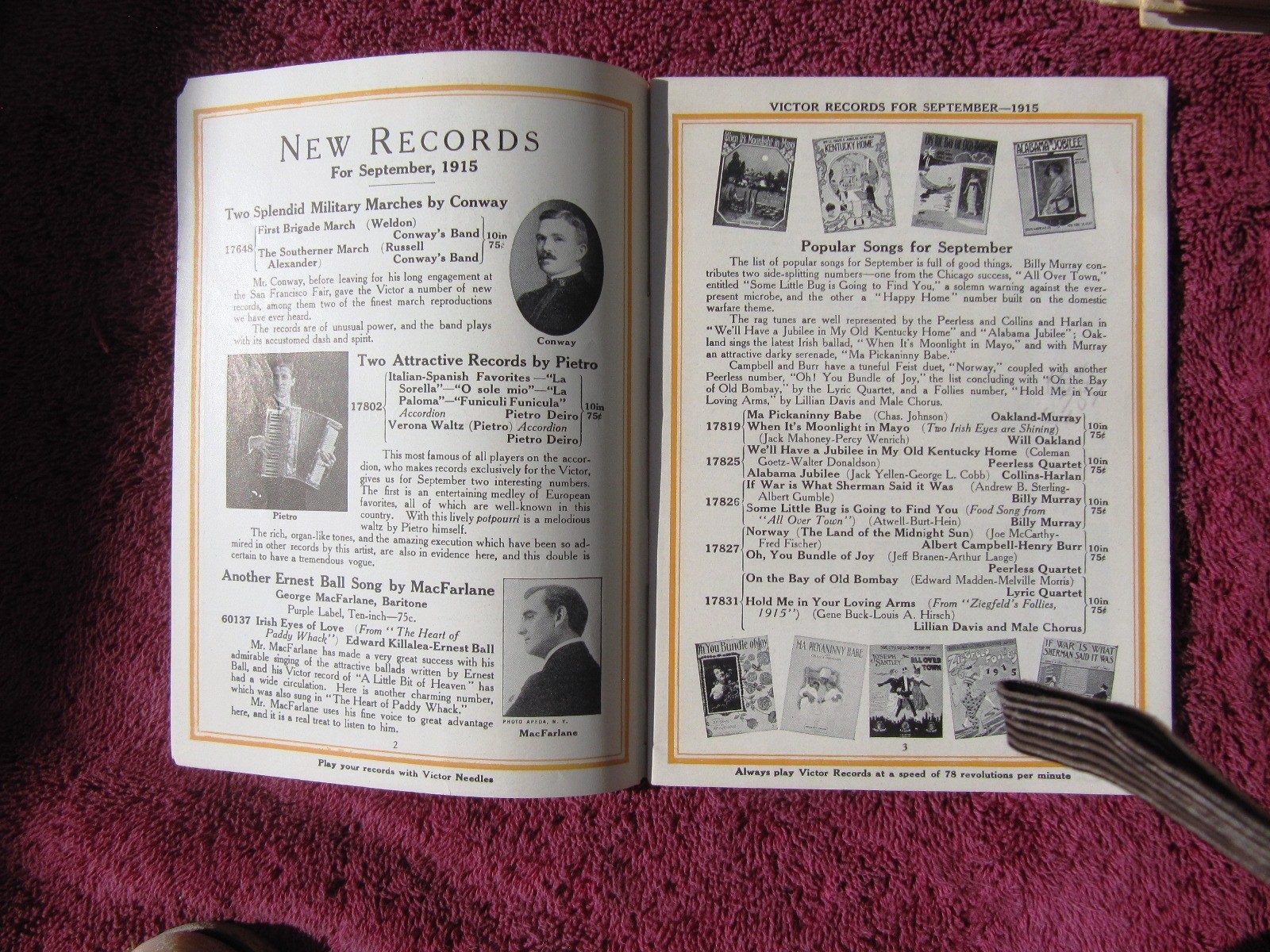 New VICTOR RECORDS Sep 1915 RASTUS STORIES Ralph Bingham Caruso Victrola CATALOG