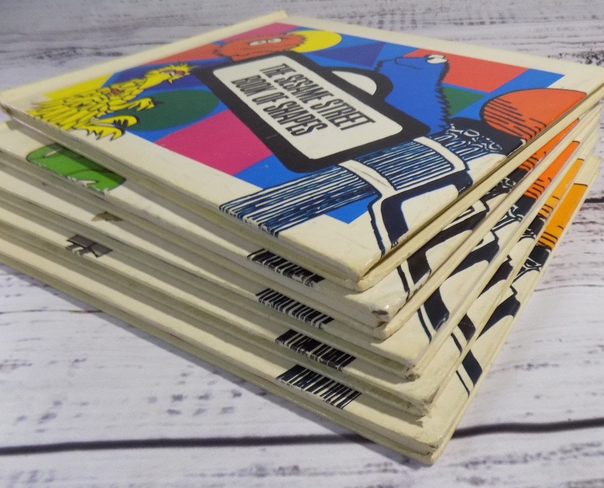 Set Of 5 Vintage Sesame Street Children’s Hard Cover Books Retro 1970s
