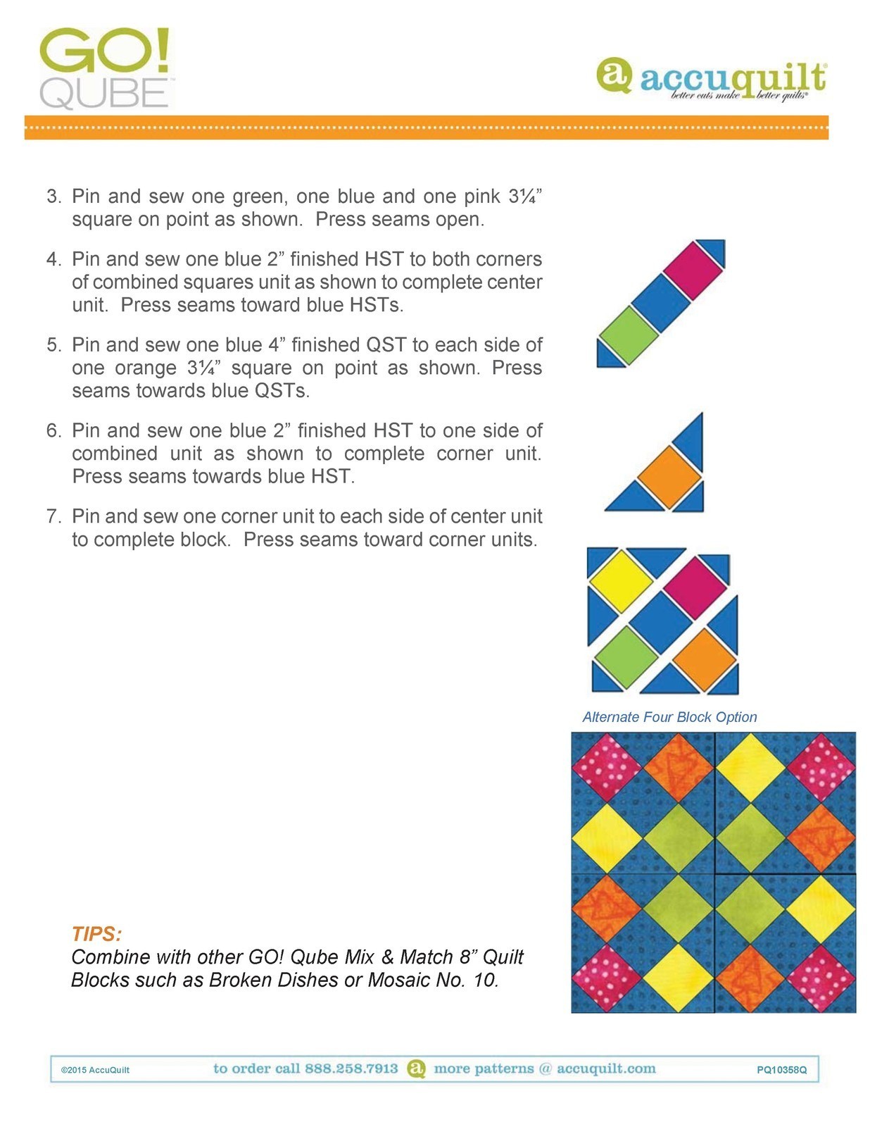 ACCUQUILT GO QUBE 8″ Block Patterns Manual – LOOP FASTENED – TOUGH JACKET