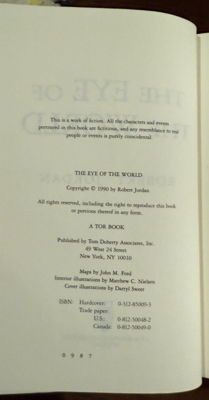 Wheel of Time: The Eye of the World by Robert Jordan 1990 TOR 7th Printing HC