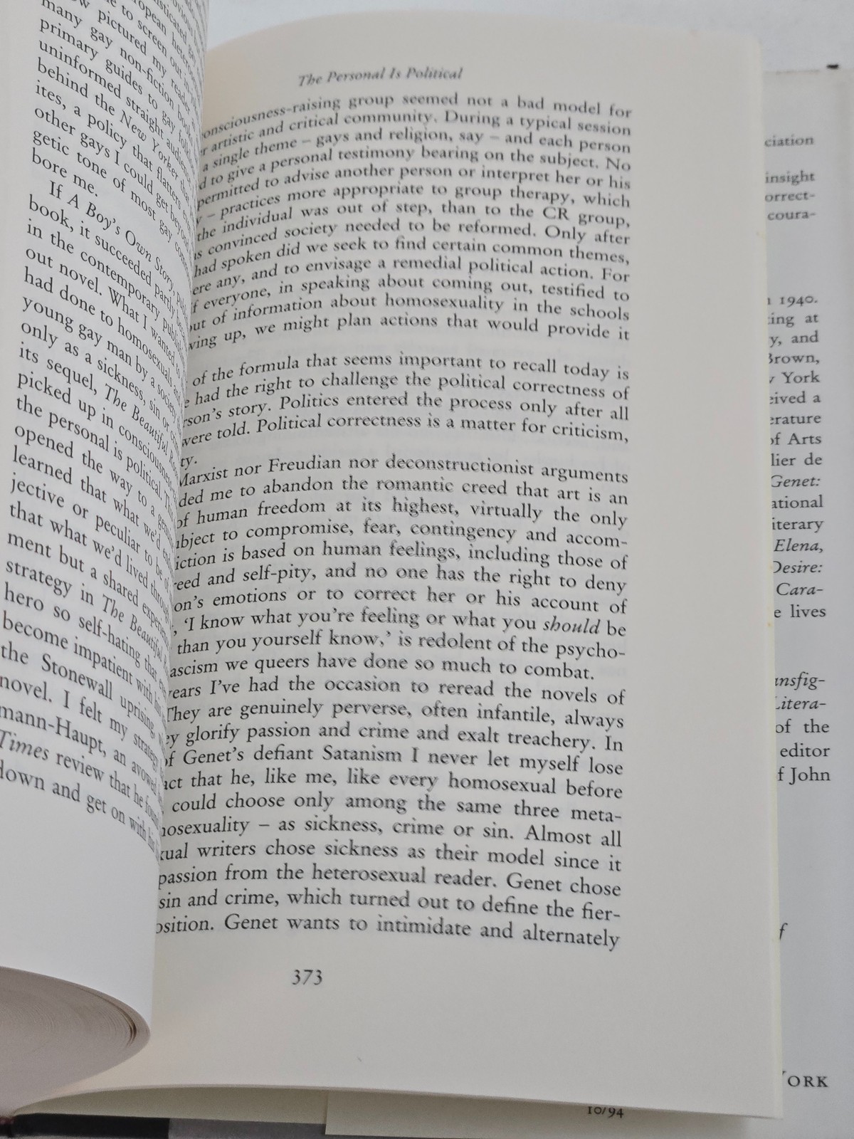 The Burning Library Essays Edmund White 1994 Alfred A Knopf Hardcover w/ Dust