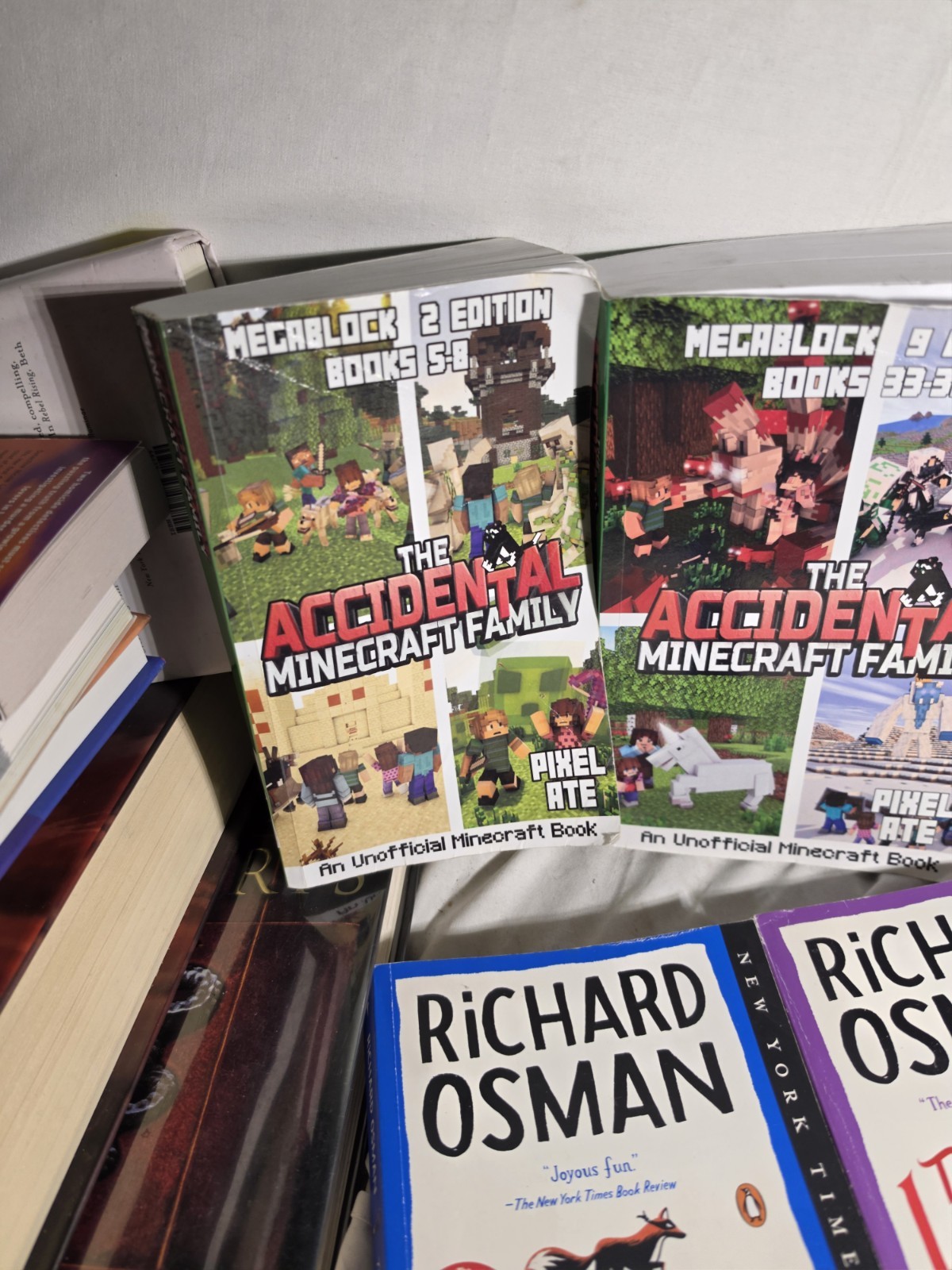 4 Book Lot: Accidental Minecraft Family MegaBlock 2 & 6 + Richard Osman Thursday