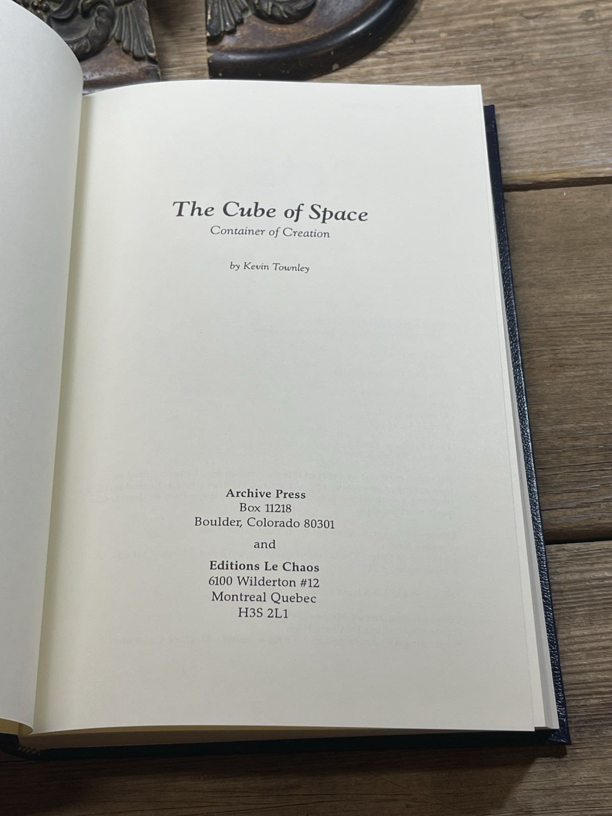 The Cube of Space Container of Creation Kevin Townley First Edition Brand New