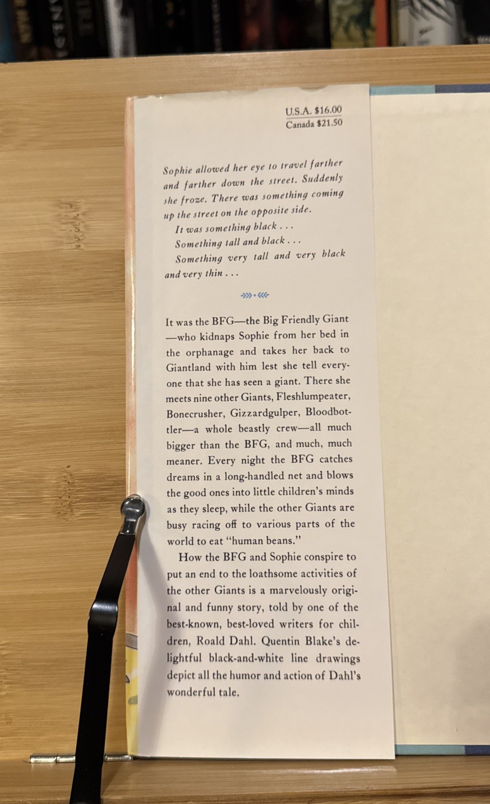 The BFG by Roald Dahl (Hardcover) First American Edition/13th Print, G, HCDJ