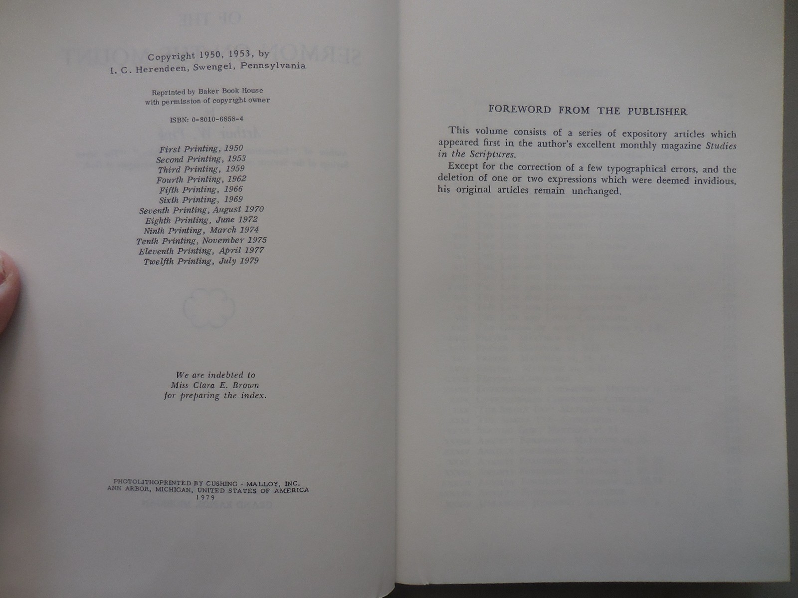 An Exposition of the Sermon on the Mount by Arthur W. Pink