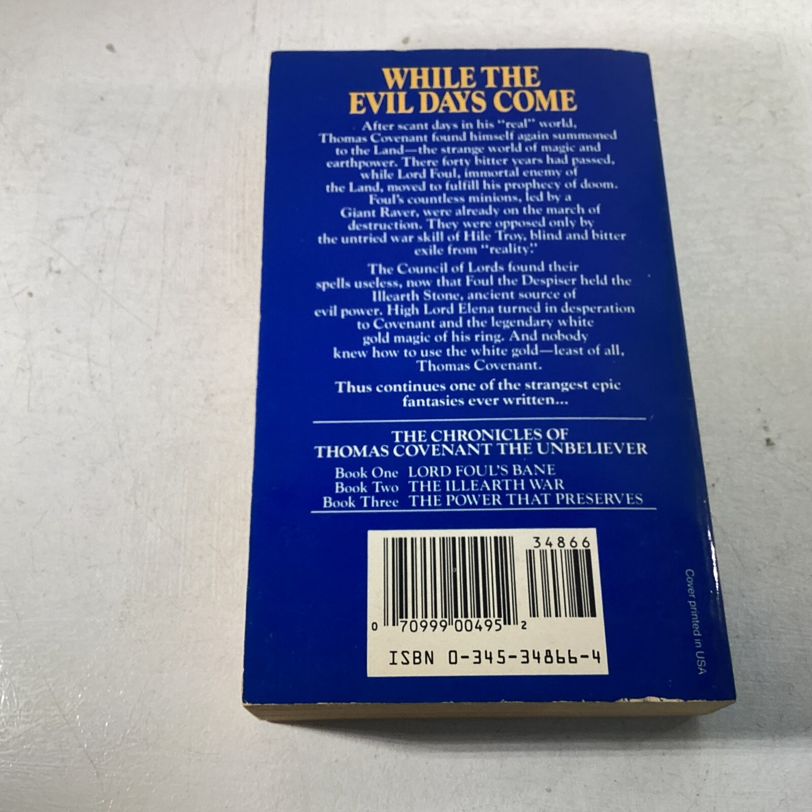 Donaldson The Chronicles of Thomas Covenant the Unbeliever 1-3 PB 1980s VG
