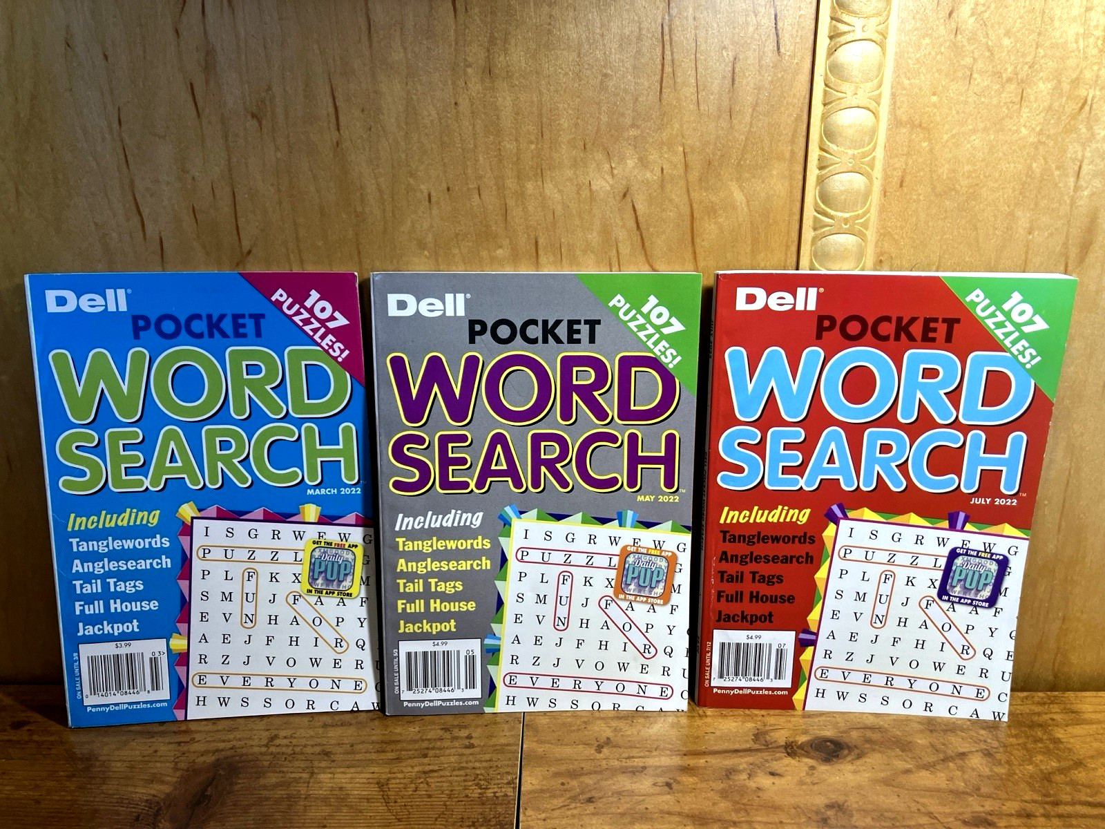 3 Dell Pocket Word Search Puzzle Books, Back Issues May June July 2022