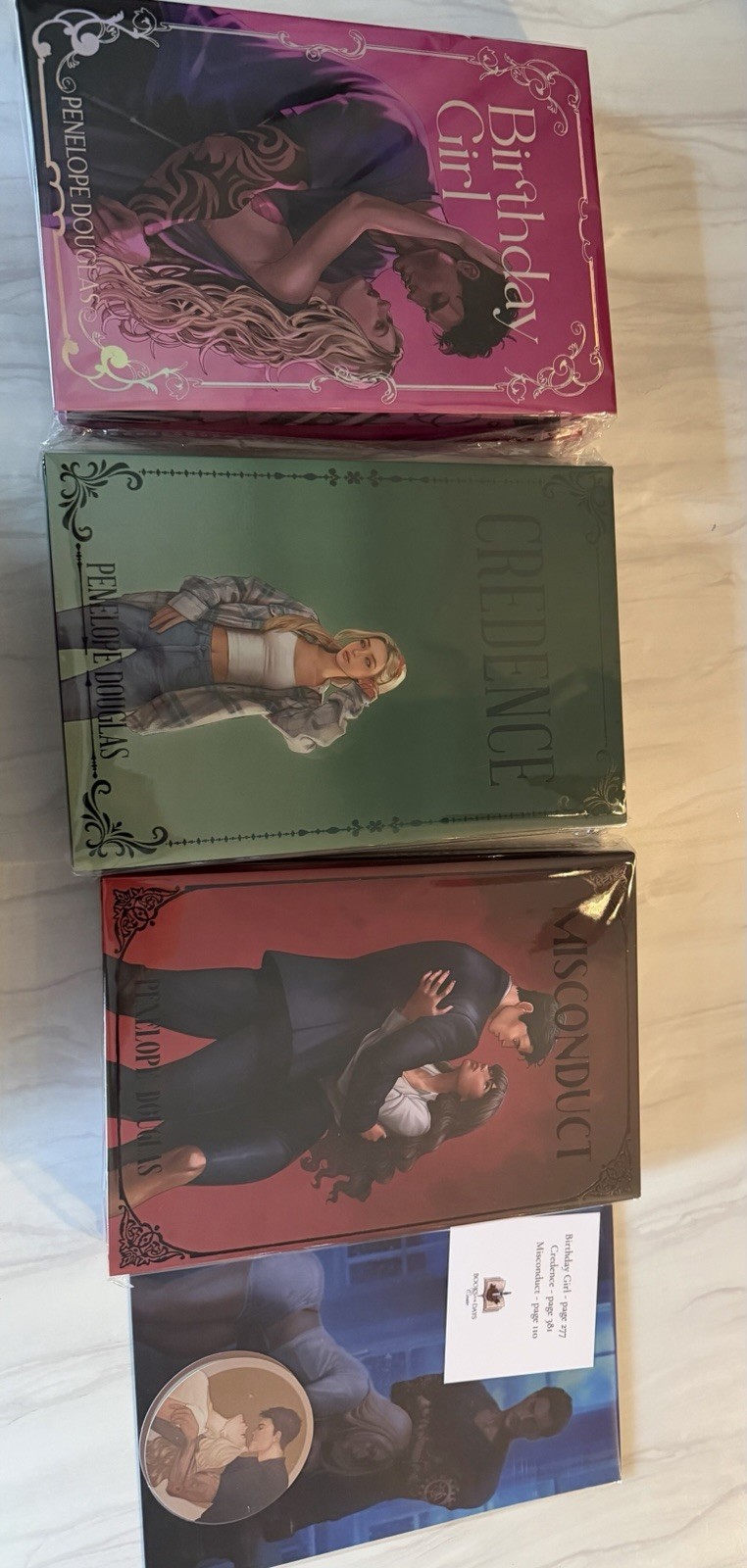 Penelope Douglas : Birthday Girl, Credence, Misconduct books for days