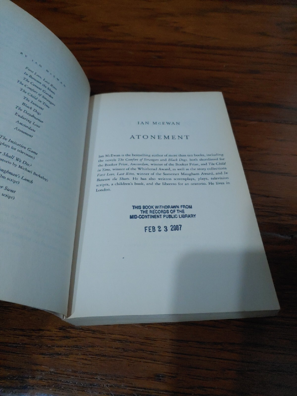 Atonement: A Novel – Paperback By McEwan, Ian – GOOD