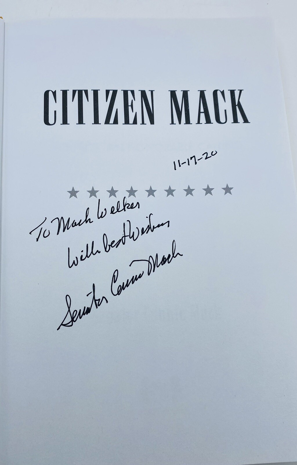 645 Connie Mack Citizen Mack AUTOGRAPHED SIGNED DC HB