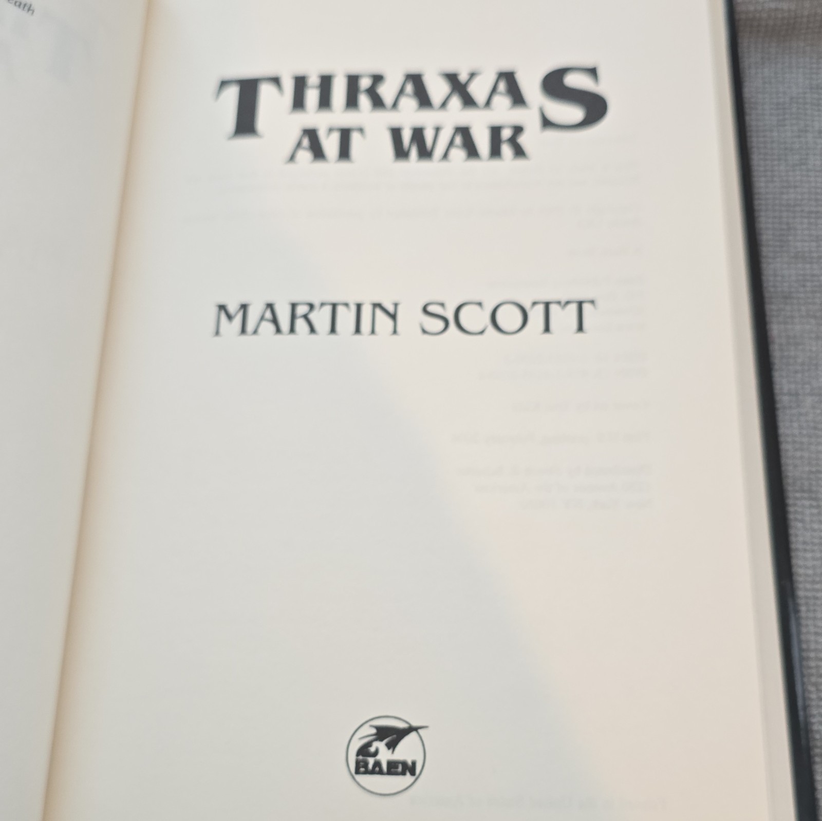 Thraxas at War Martin Scott Hardcover Baen Books 2006 Fantasy Fiction