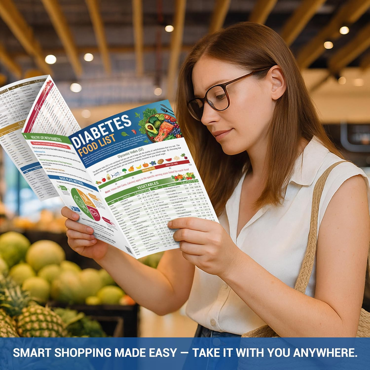 5 Pack Laminated Diabetes Food List Chart & Meal Planner for Type 1 & 2