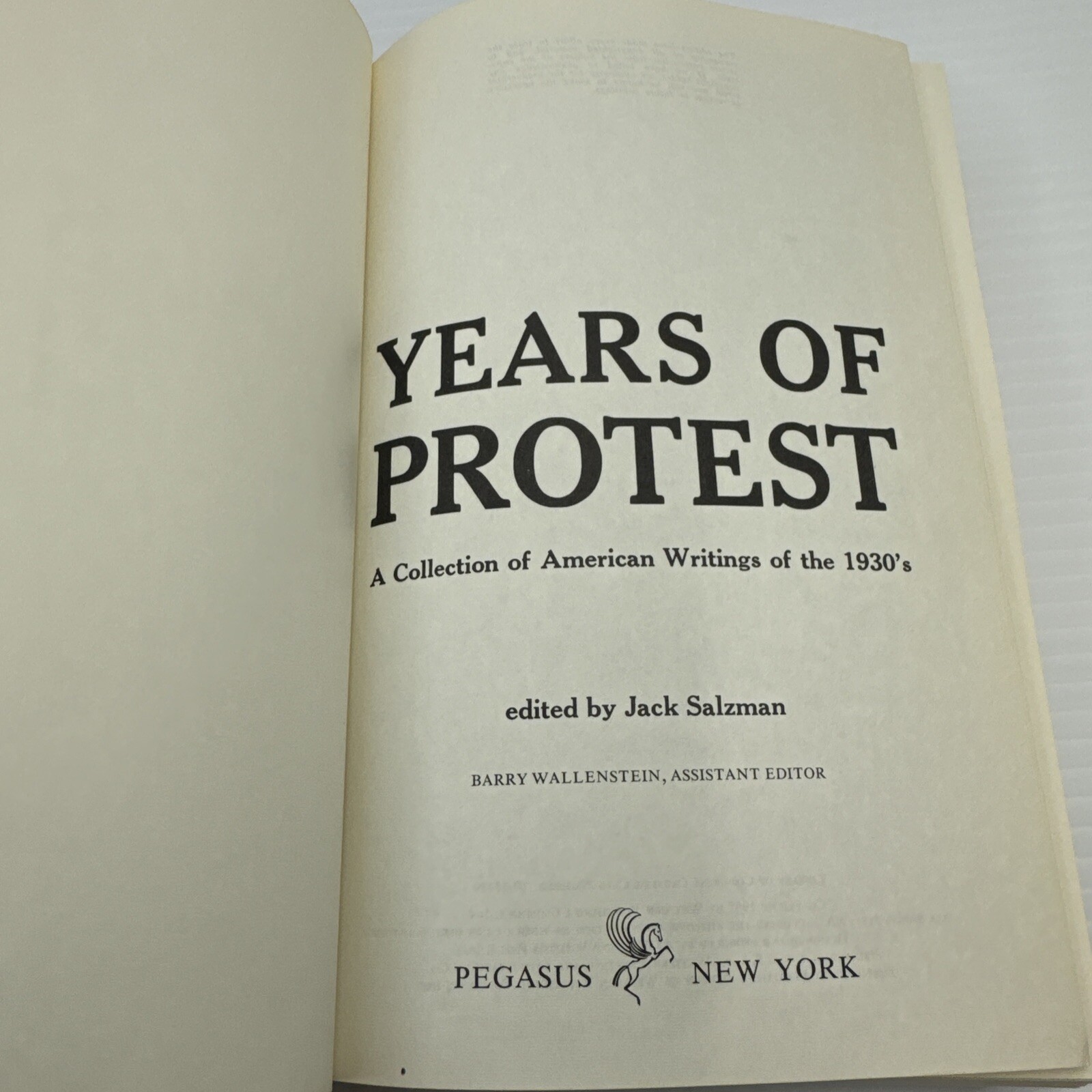 Years of Protest A Collection of American Writings of the 1930s Hardcover 1967