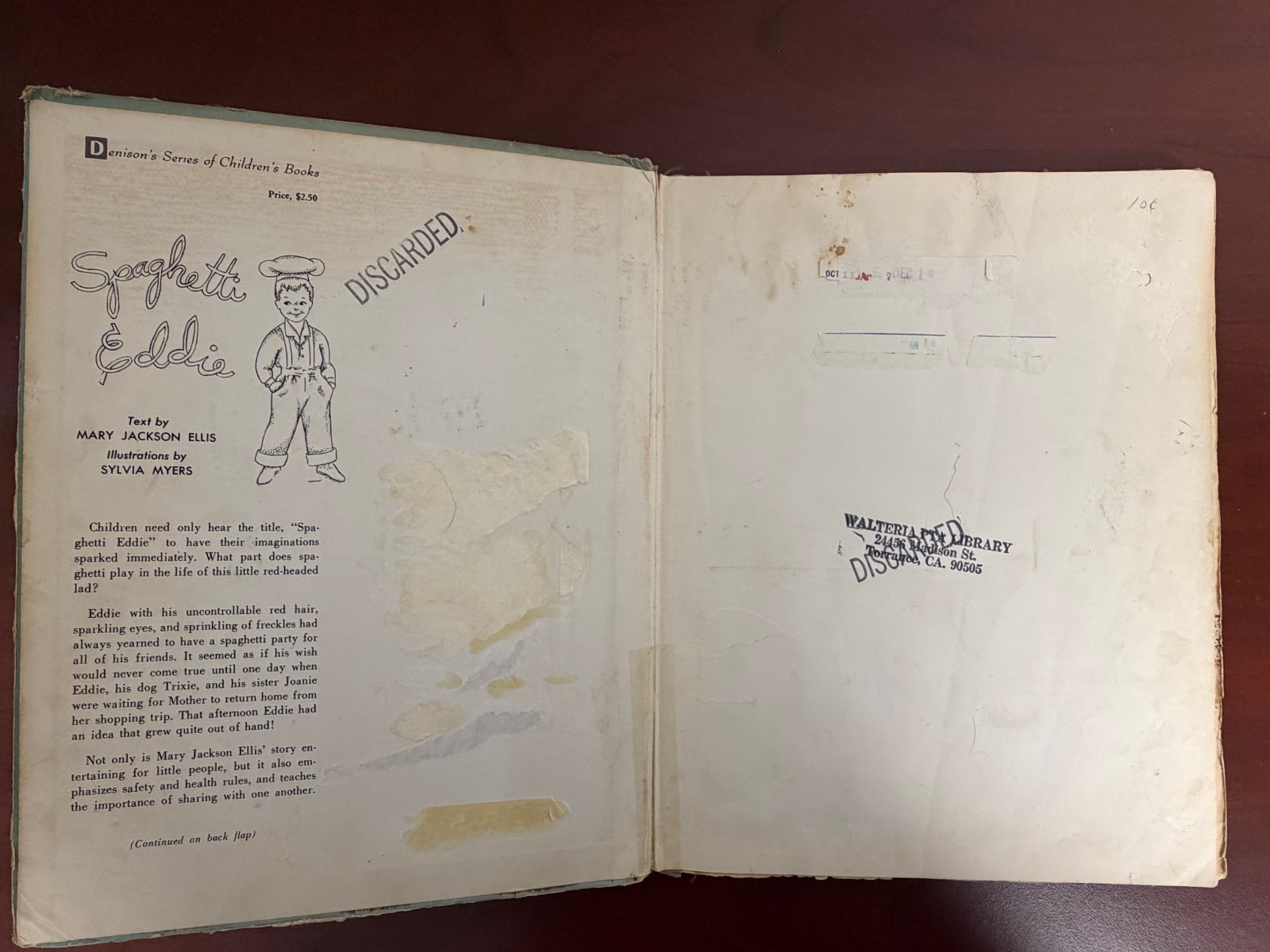 Vintage SPAGHETTI EDDIE 1957 Hardcover by Mary Jackson Ellis Ex-library copy