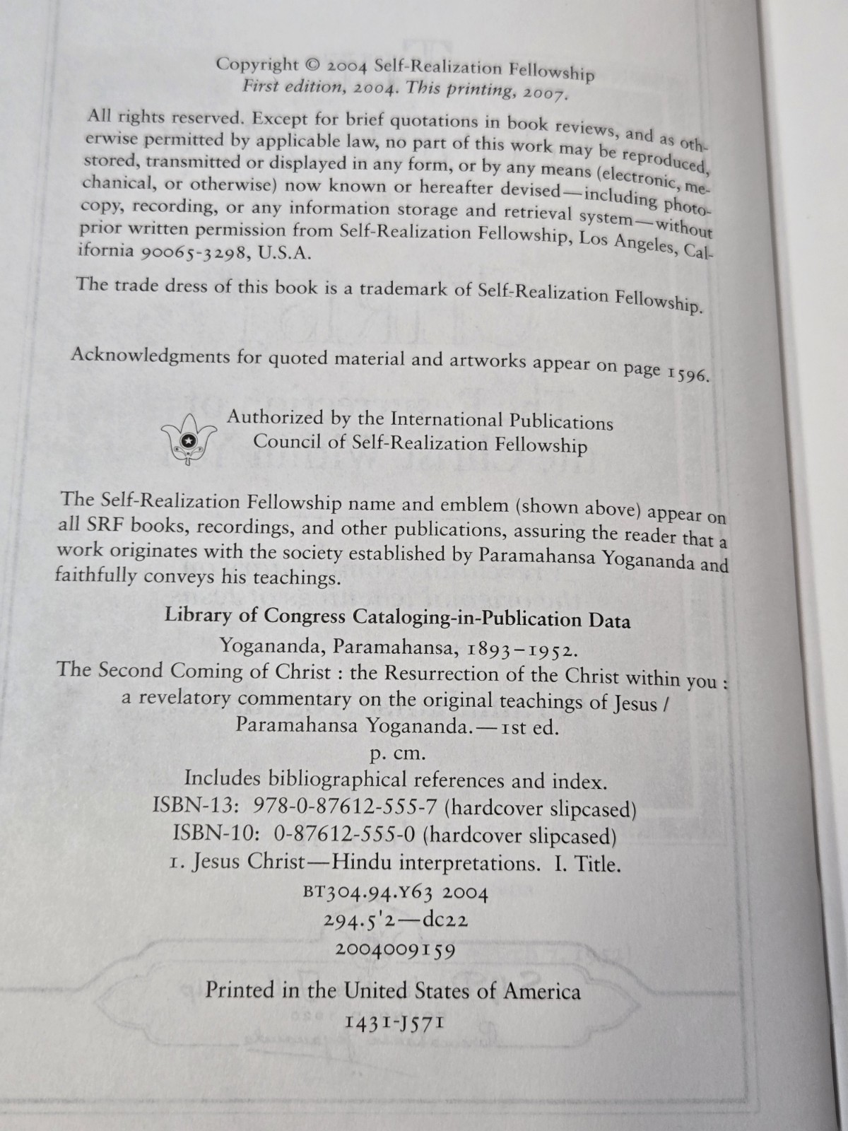 THE SECOND COMING OF CHRIST: The Resurrection of Christ Within You by Yogananda