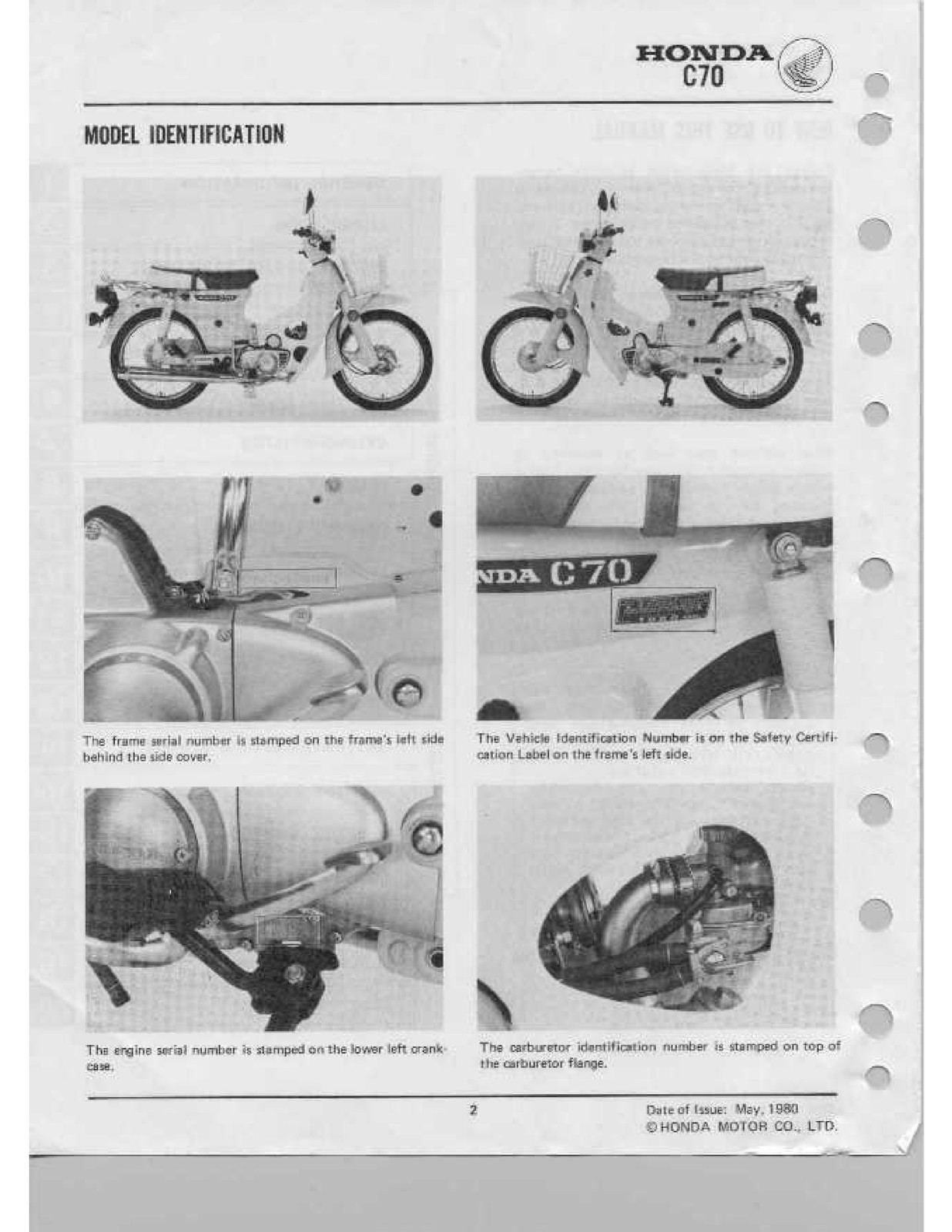 HONDA C70 Shop Manual 1980 Through 1982 1981 – STEEL WIRE BOUND – TOUGH COVERS