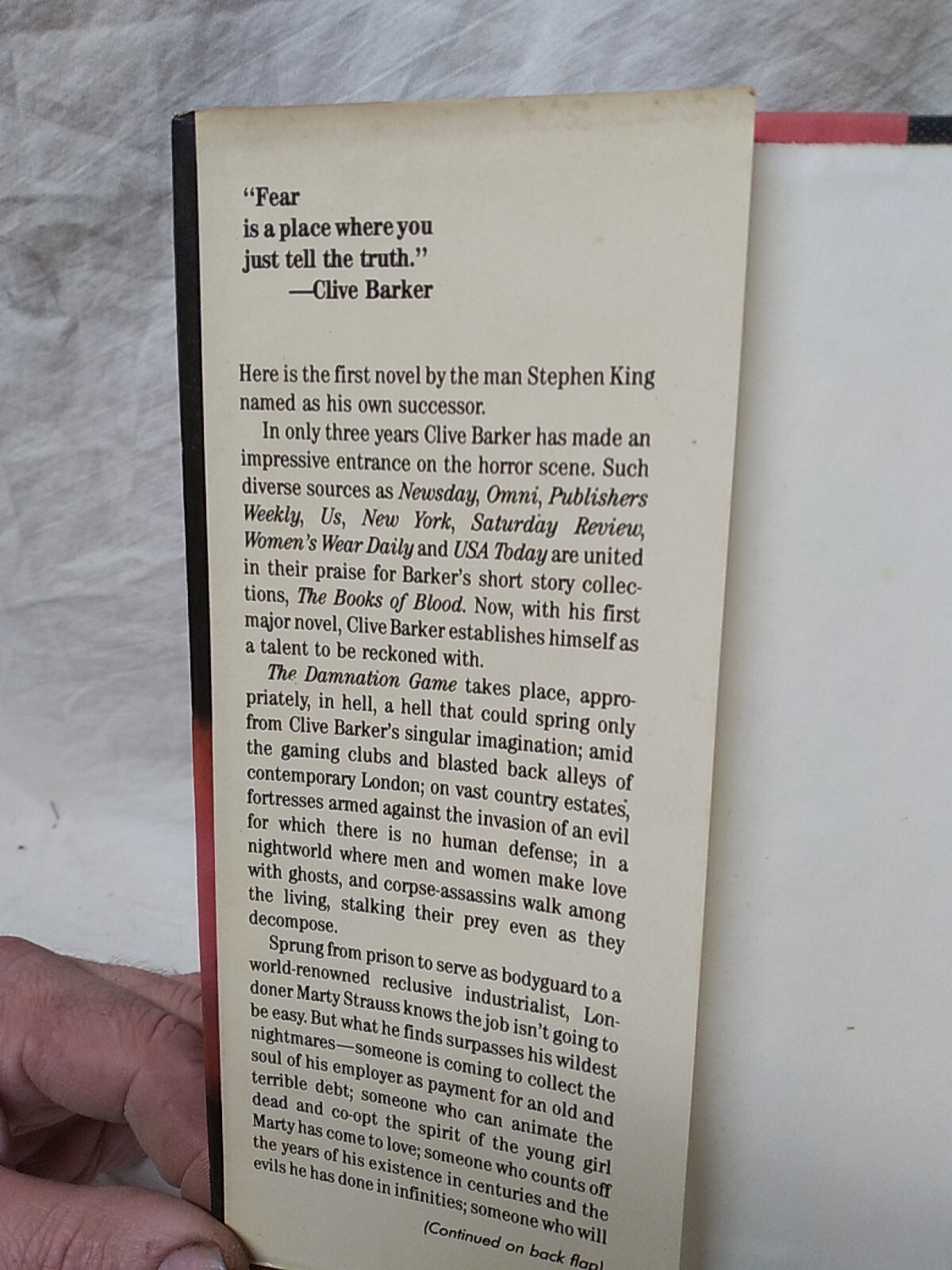 THE DAMNATION GAME by Clive Barker 1985 First Novel Edition 368 pages Ace/Putnam