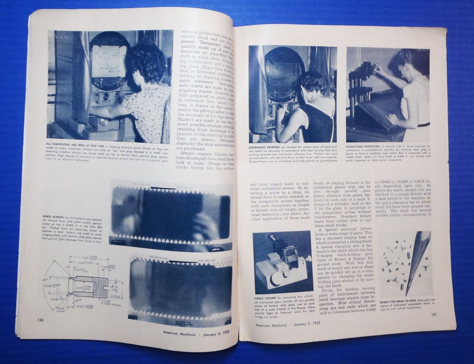 Optical Gaging Metal Working Report VTG reprint from 1953 American Machinist zp1