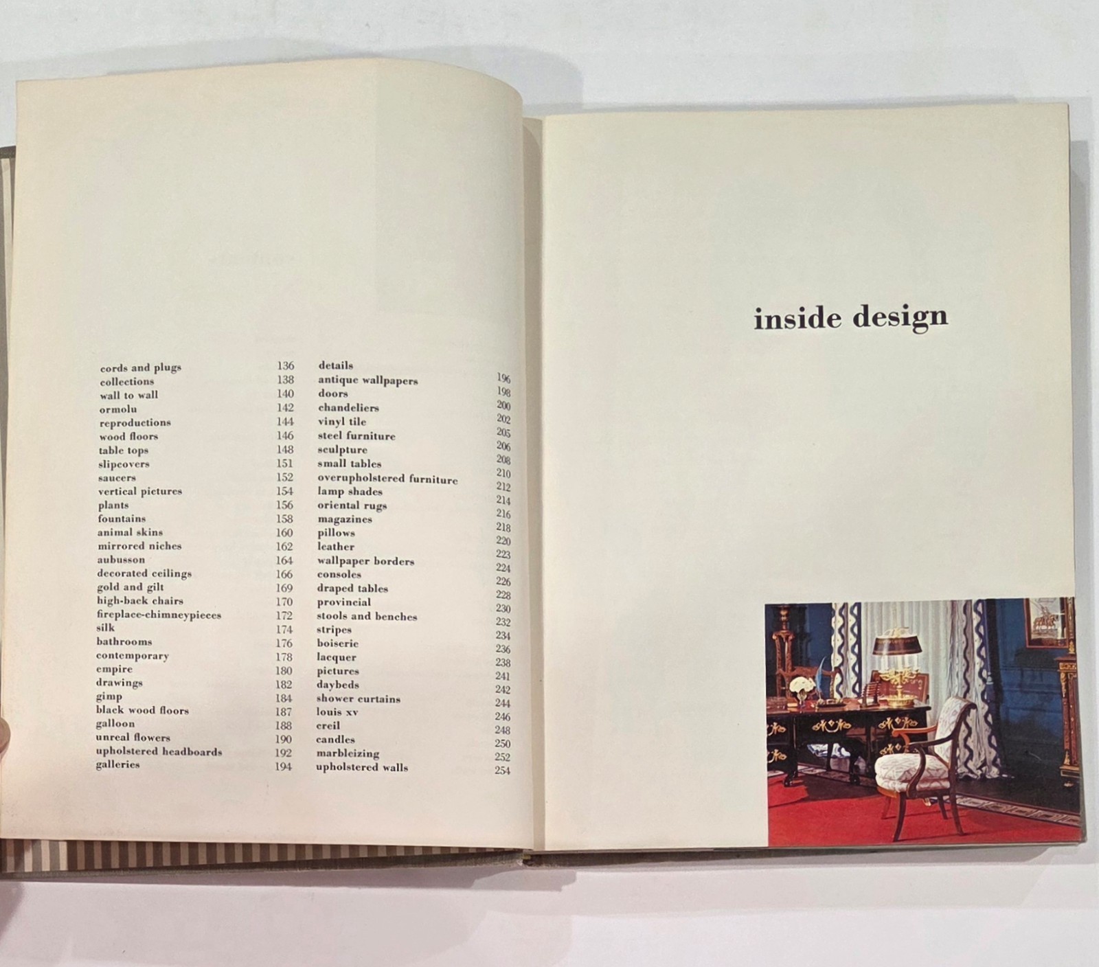1962 Inside Design by Michael Greer, hardcover, 124 pages of photos, Mid-Century