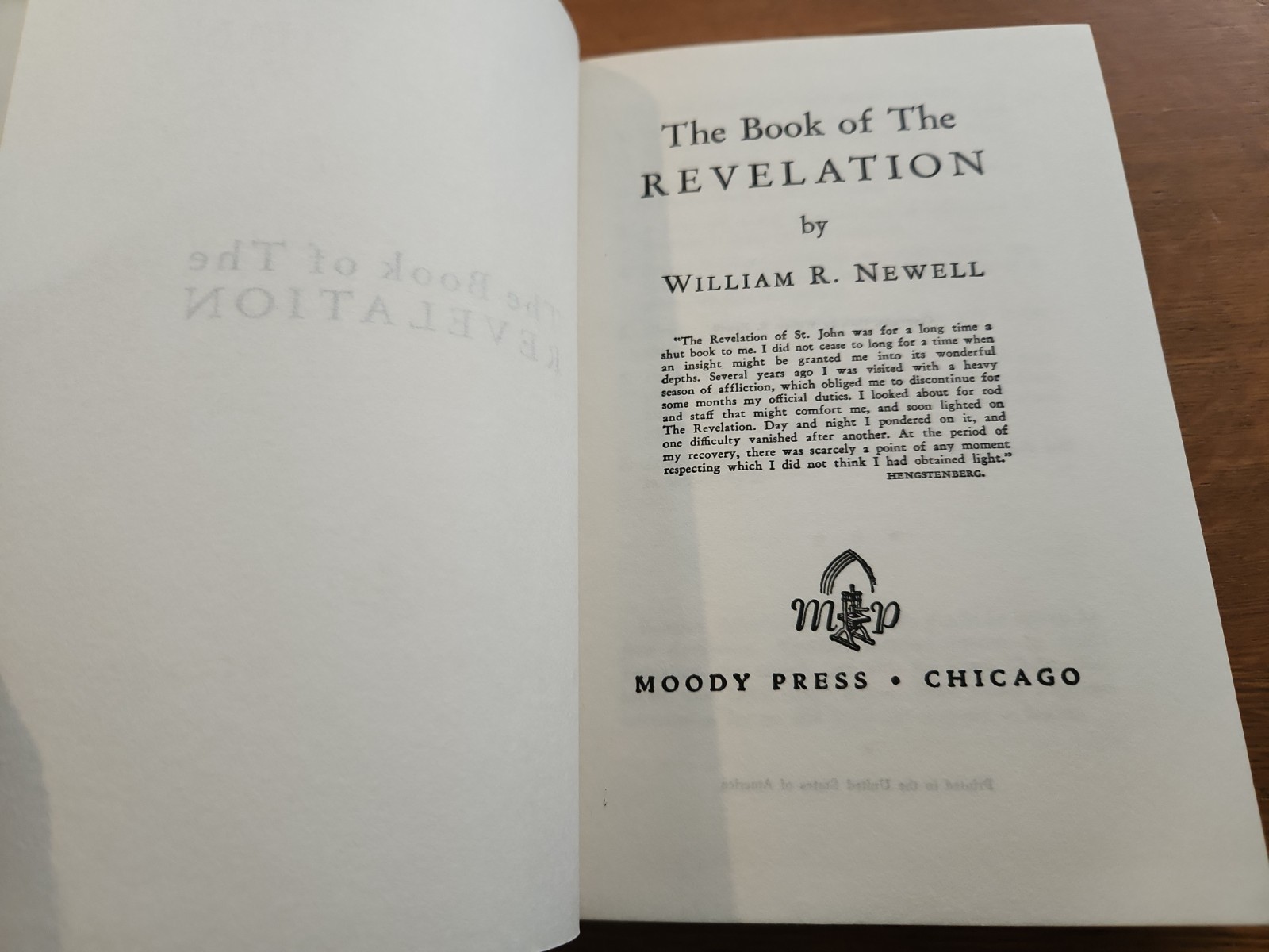 The Book of the Revelation by William R. Newell Hardback in Dust Jacket
