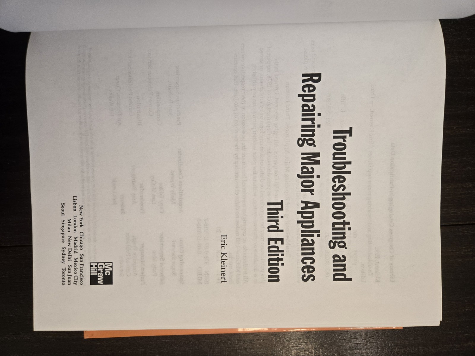 Troubleshooting And Repairing Major Appliances 3rd Edition Very Good Condition