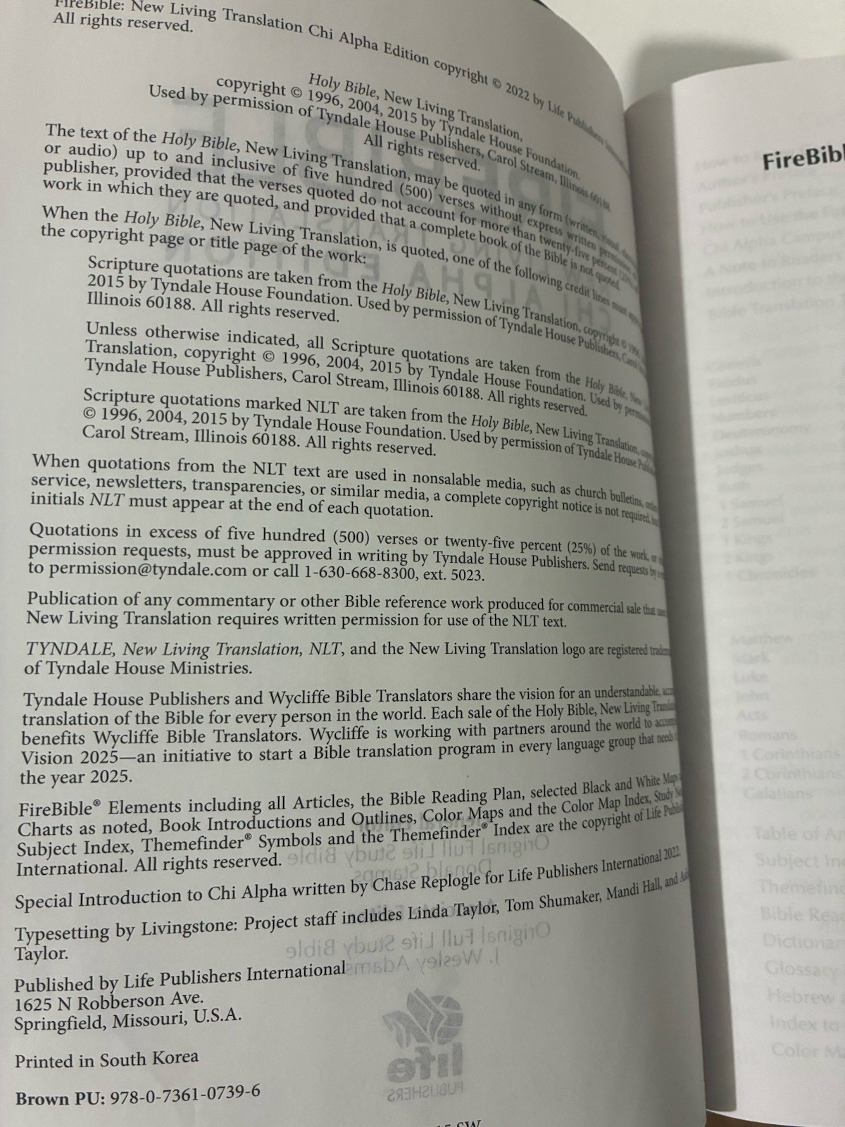 FIRE BIBLE New living Translation Chi Alpha Edition Leather Soft Cover