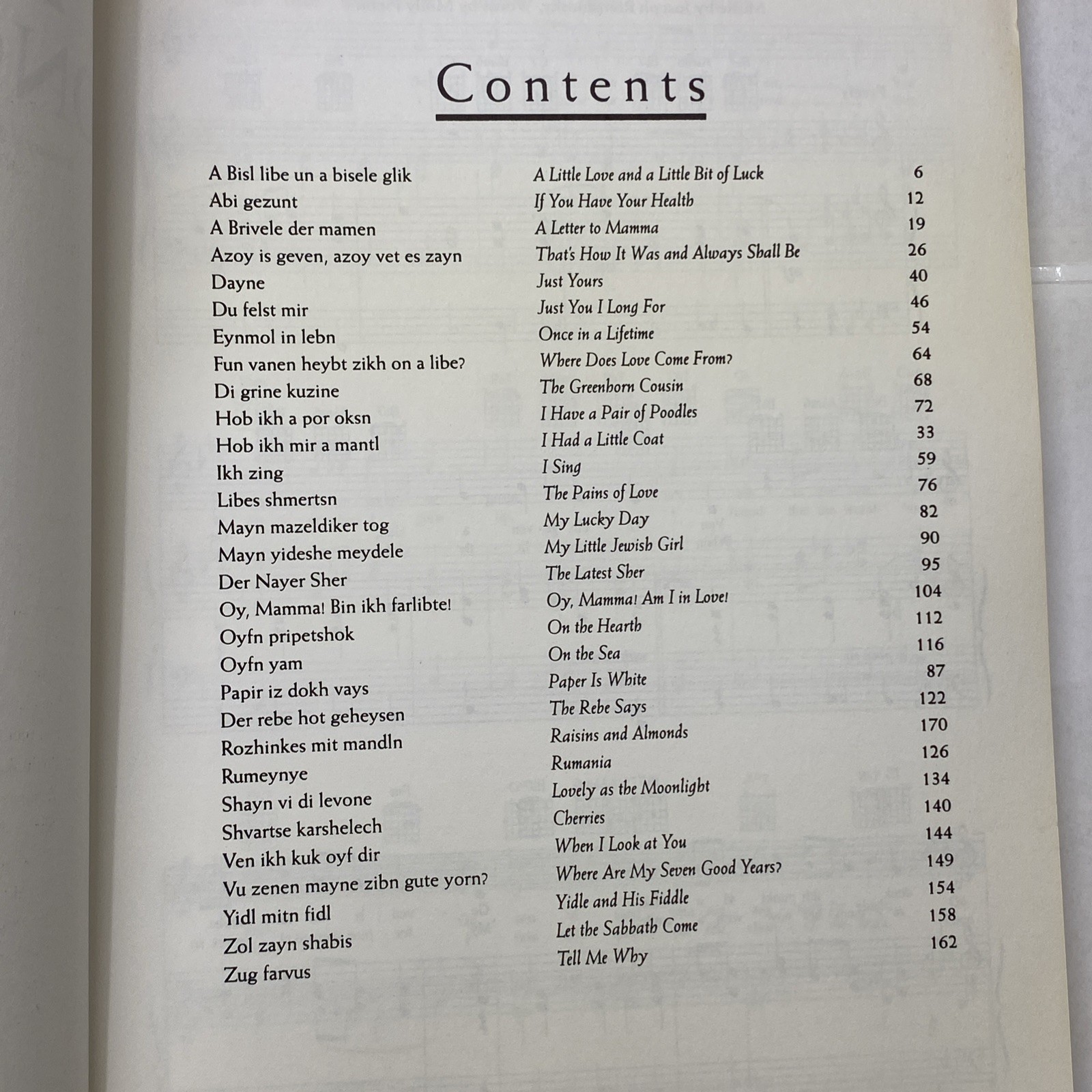 Yiddish Song Favorites (Amsco Publications) Songbook with Sheet Music 1994 PB