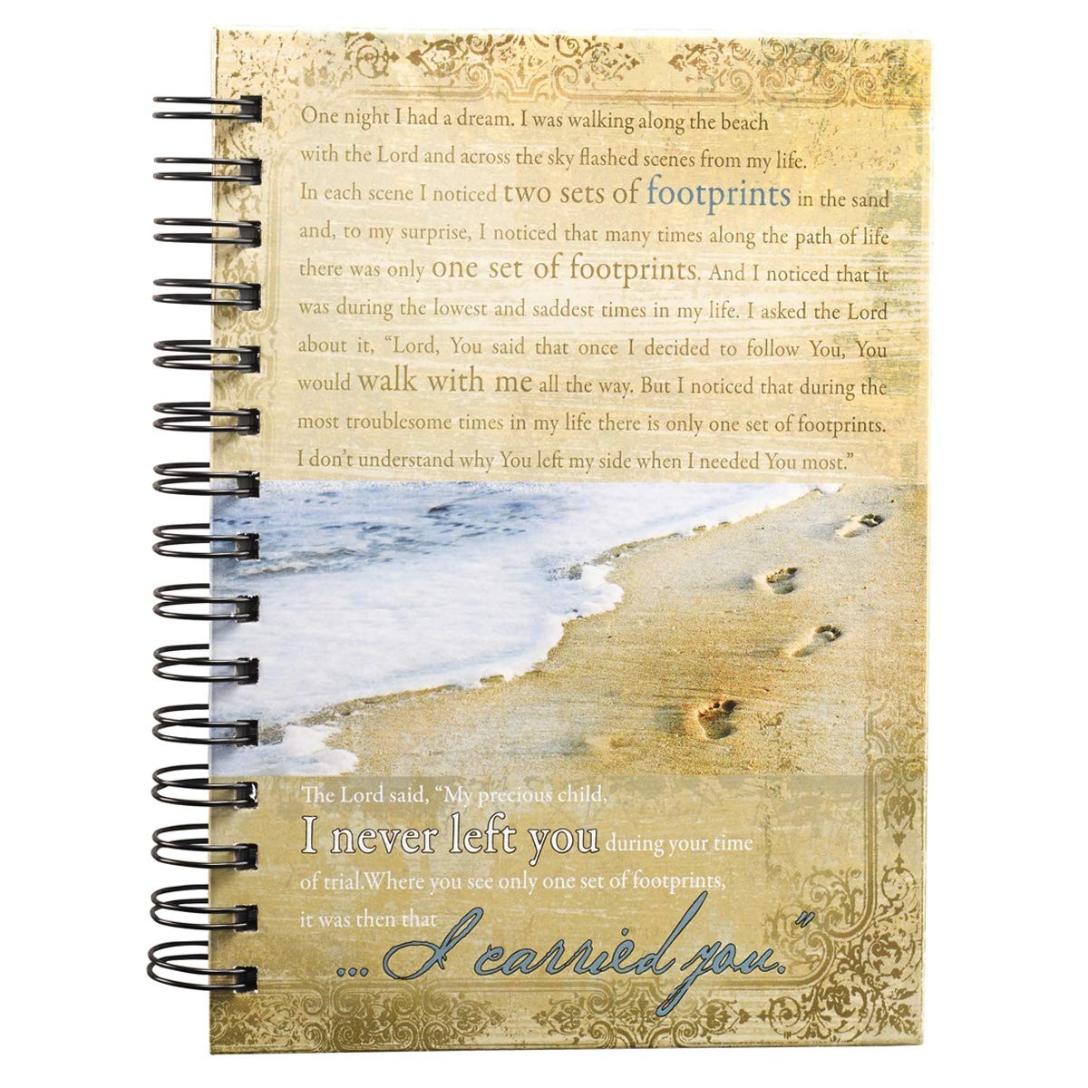 Hardcover Journal Footprints In The Sand Poem Beach Inspirational Wire Bound…