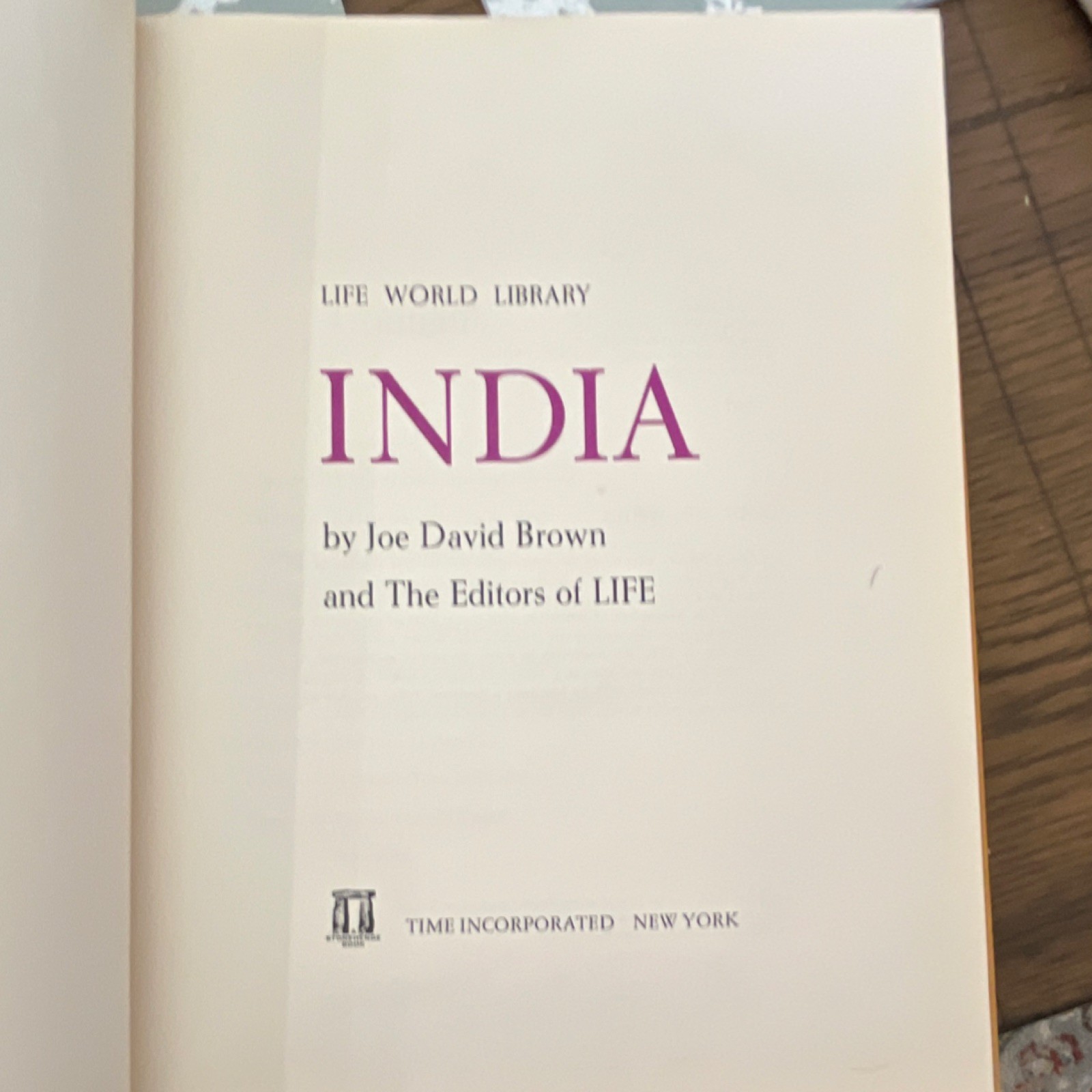 Life World Library India by Joe David Brown Hardcover Time Incorporated, History