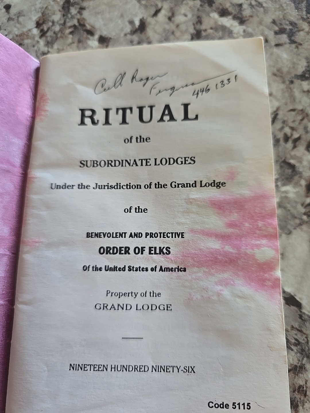 Vintage 1996 BPO Elks Ritual Book / Guide 76 pages – Fraternal Club