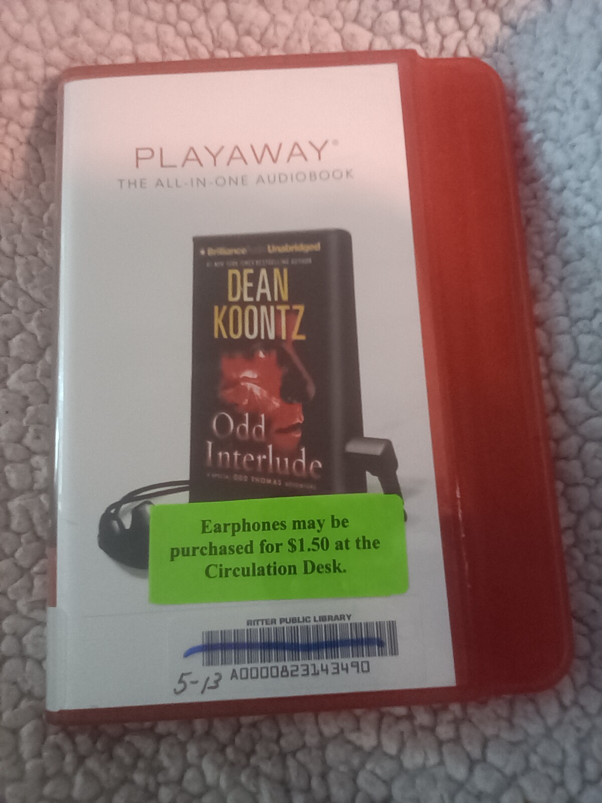 Playaway Dean Koontz Audio book Odd Interlude. Ex library. Tested. Very good