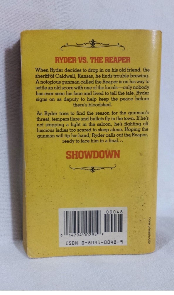 Showdown Ryder Series #7 Cole Weston American Western Vintage Paperback 1987