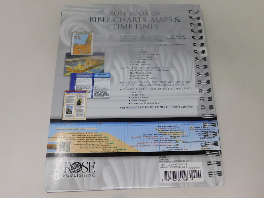 Rose Book of Bible Charts, Maps & Time Lines spiral bound USED GOOD