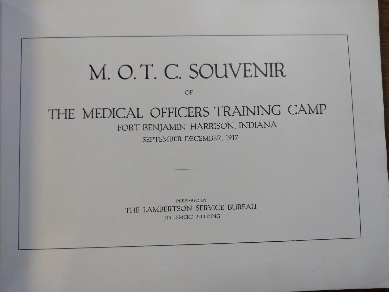 WWI History – motc souvenir medical officers training camp book 1917 (no cover)