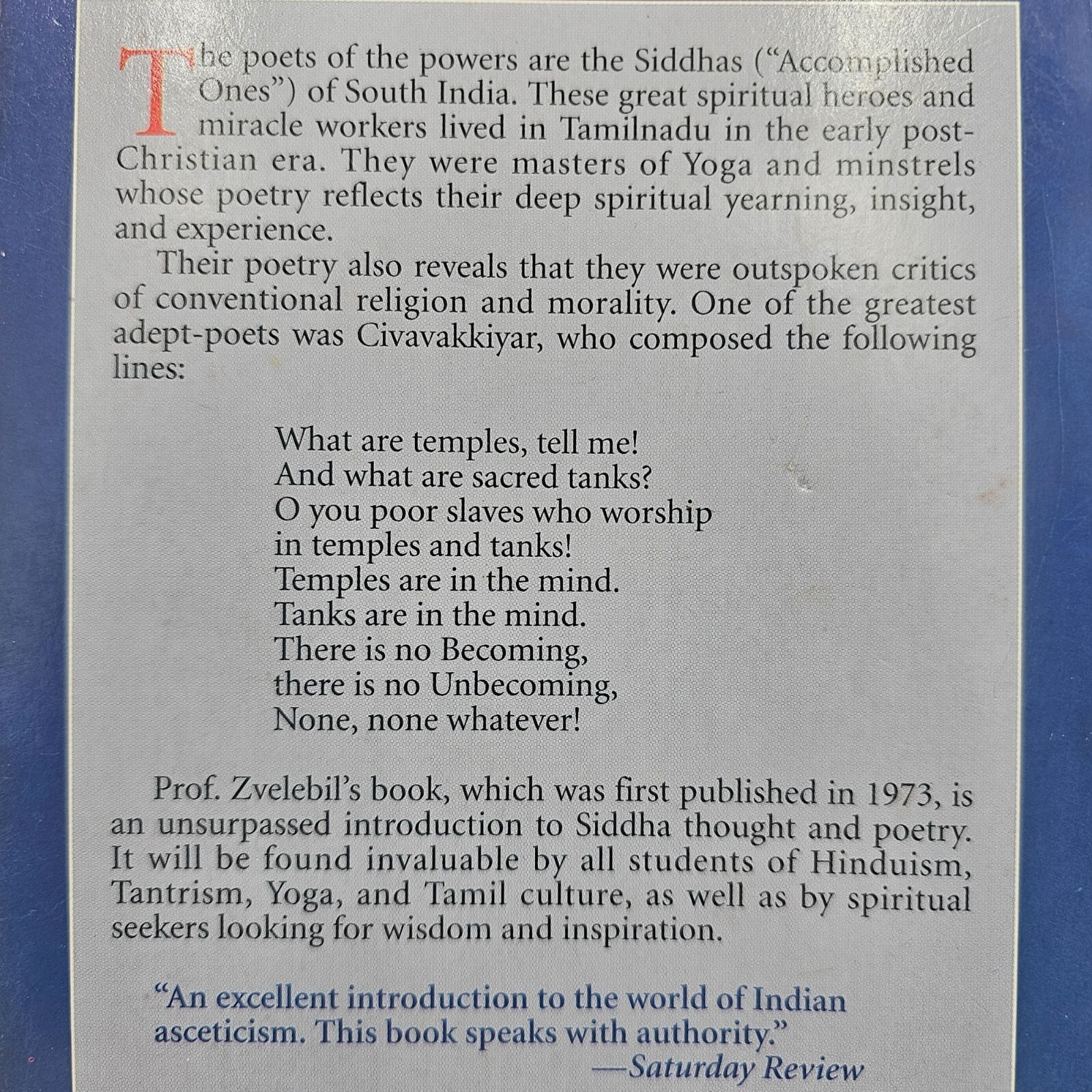 The Poets of the Powersy by Kamil V. Zvelebil | Tamil Siddhas | PB VG
