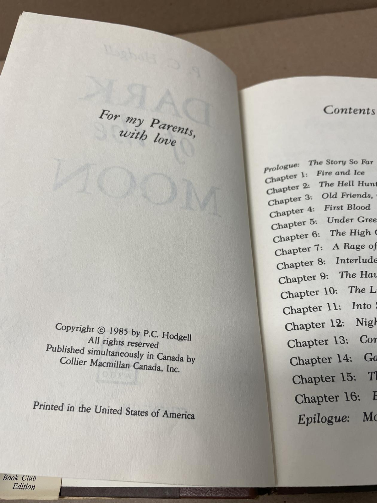 Dark of the Moon by P. C. Hodgell Book club (1985 Hardcover) –