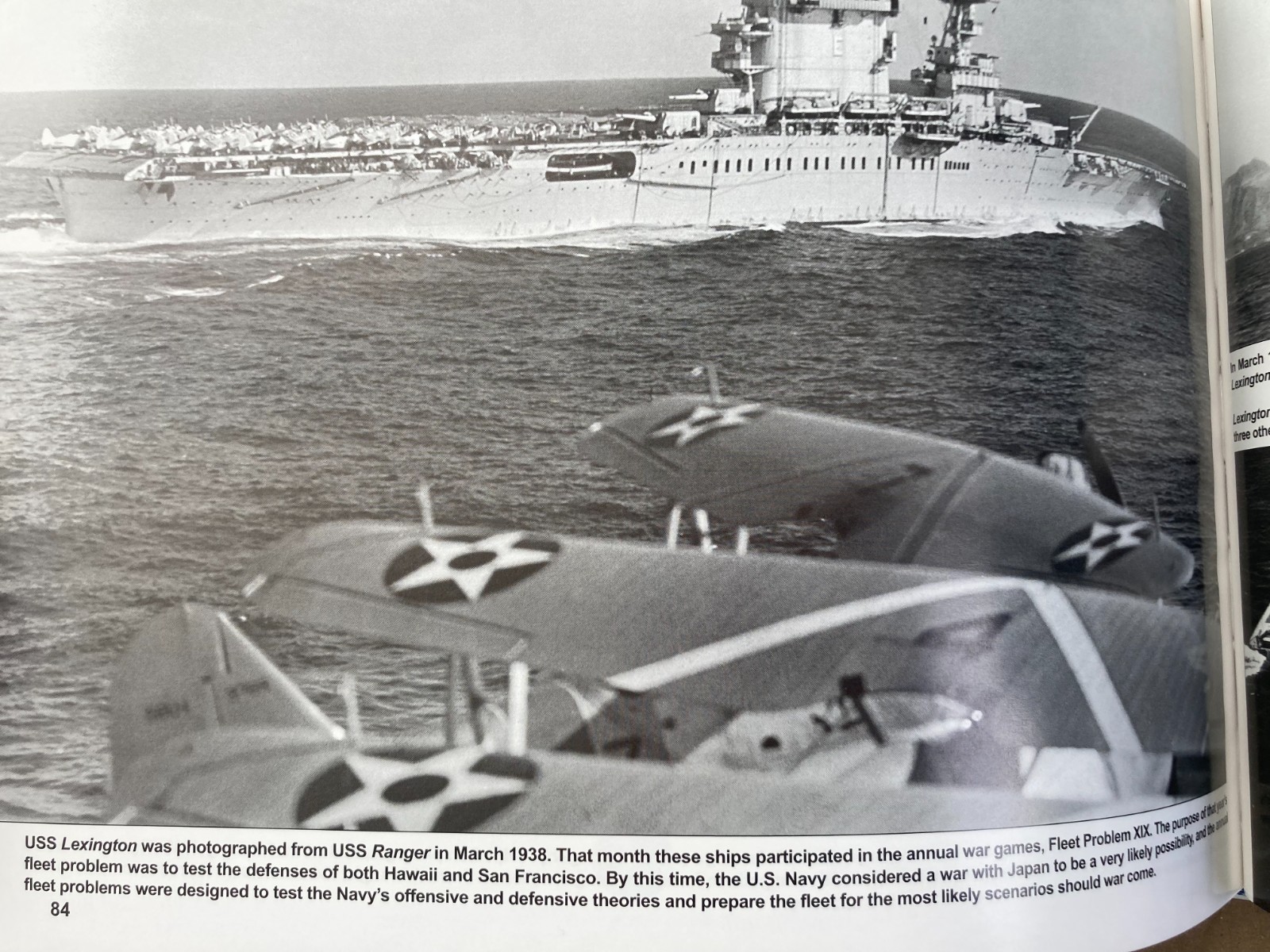 WWII USN Navy USS LEXINGTON CV-2 Aircraft Carrier Pacific Squadron at Sea Signal