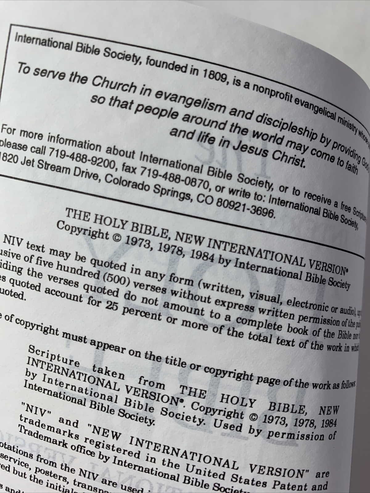 World Bible Society~ New International Version ~Holy Bible