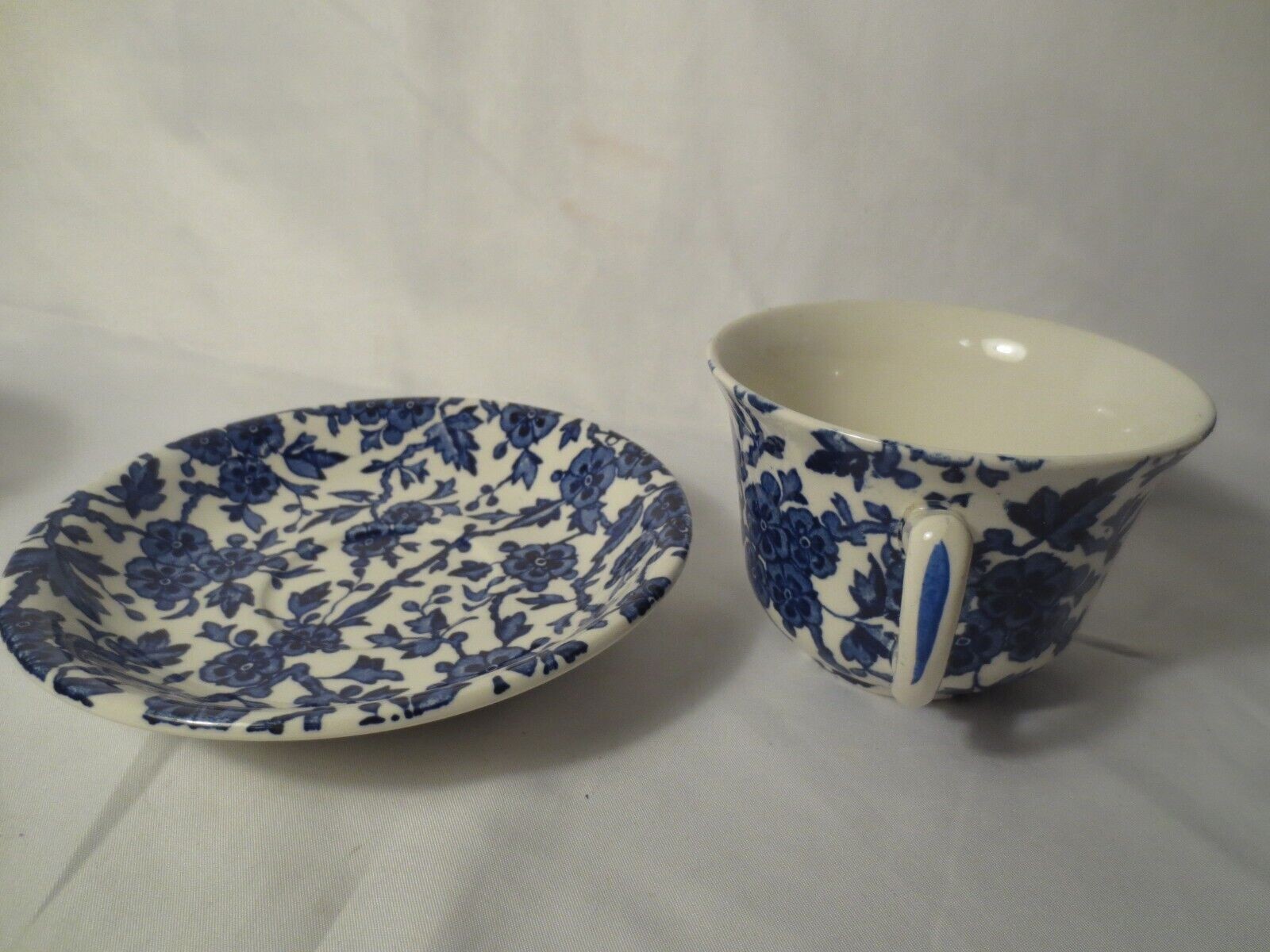 Burleigh Arden Blue Breakfast Cup & Saucer 7oz Staffordshire England Excellent