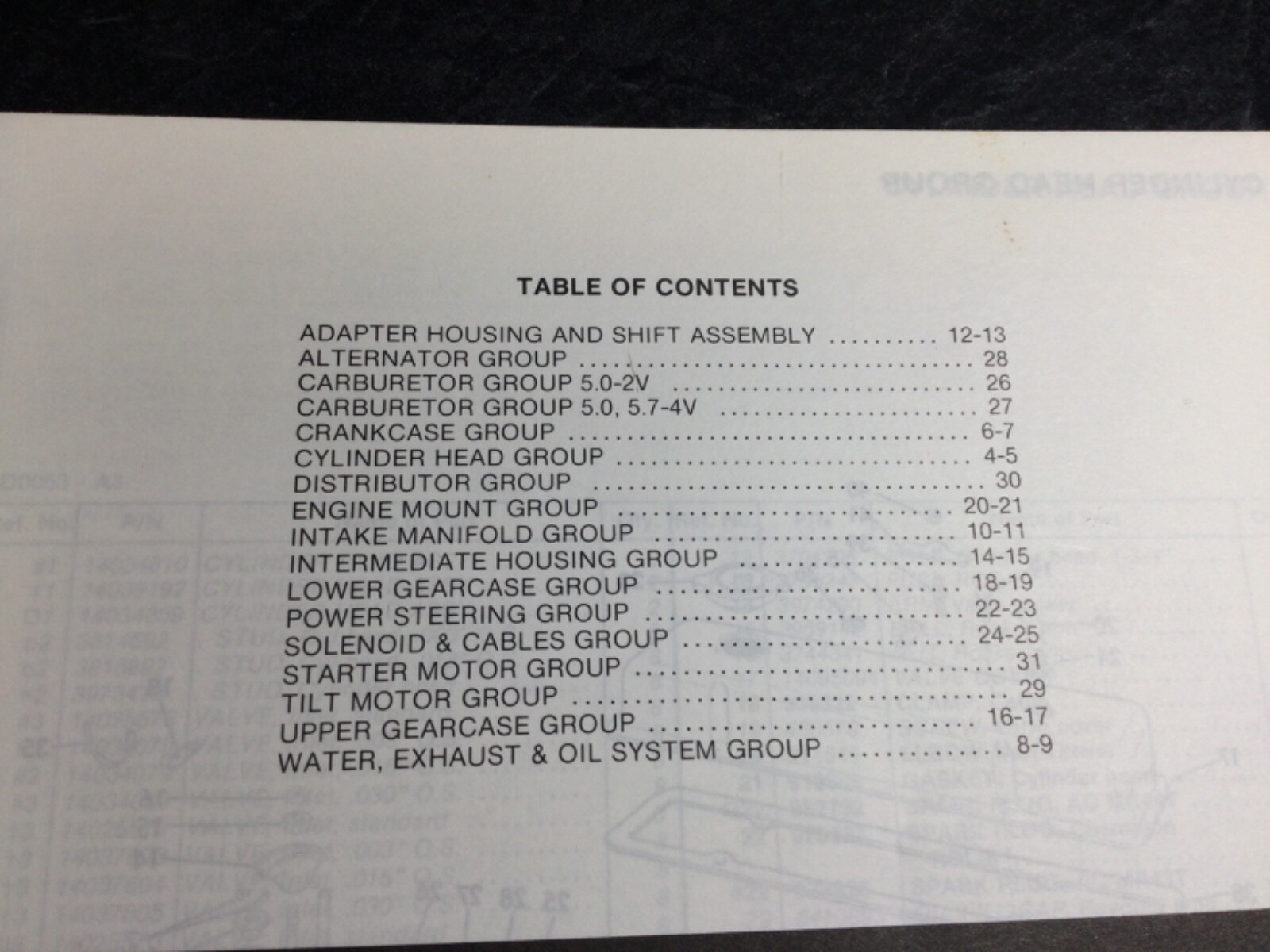 1985 OMC 5.0L & 5.7L V8 Stern Drive Parts Catalog GM 305 & 350 C.I 2V & 4V