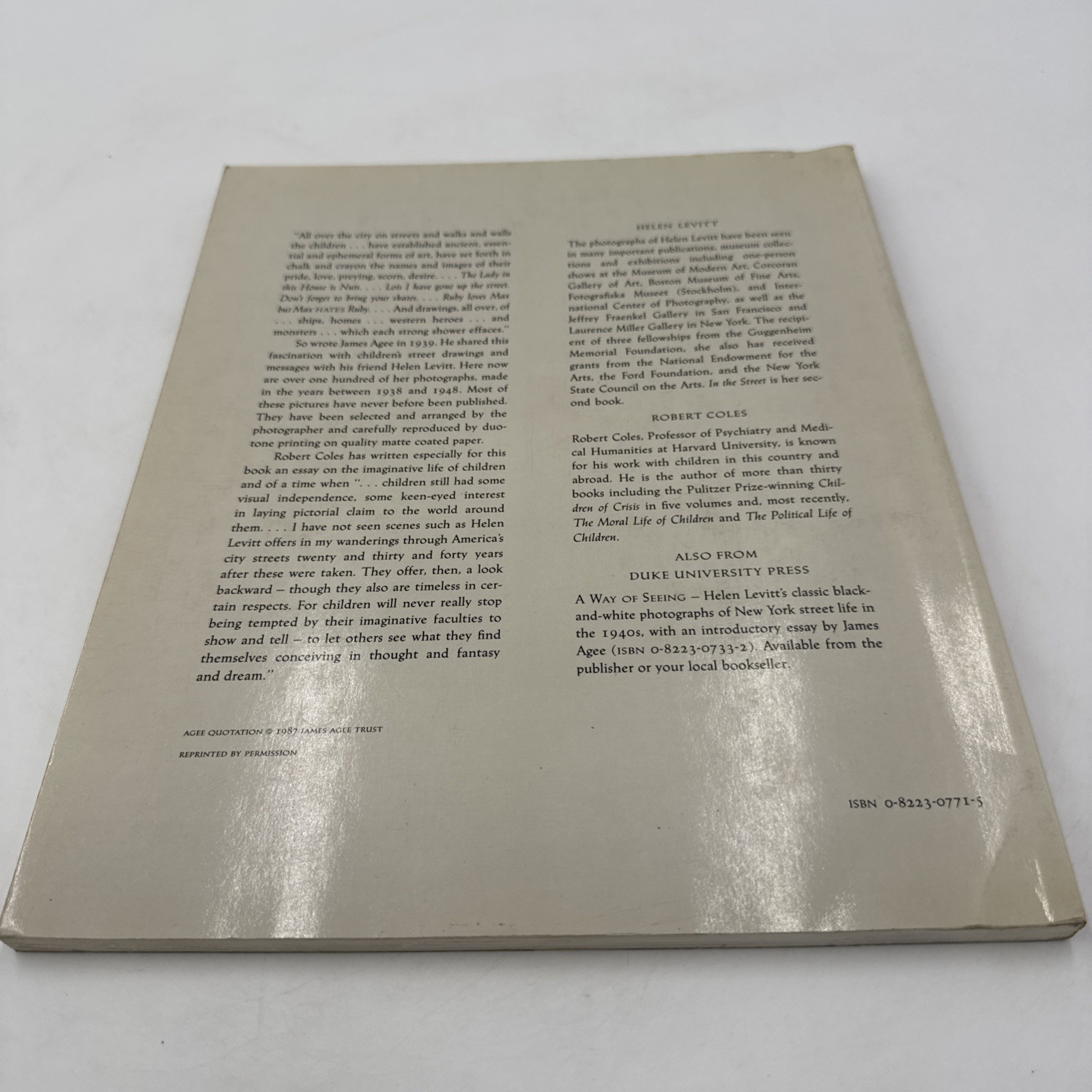 Helen Levitt In The Street 1987 1st Edition PB Chalk Drawings Messages Duke