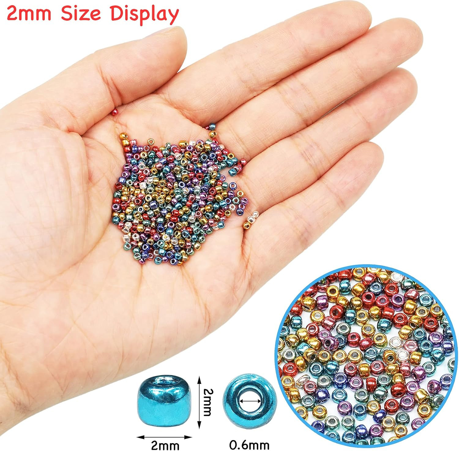 Size 2Mm Seed Beads 24 Colors Total 16800 Pcs in Box, 12/0 Small Craft Seed Bead