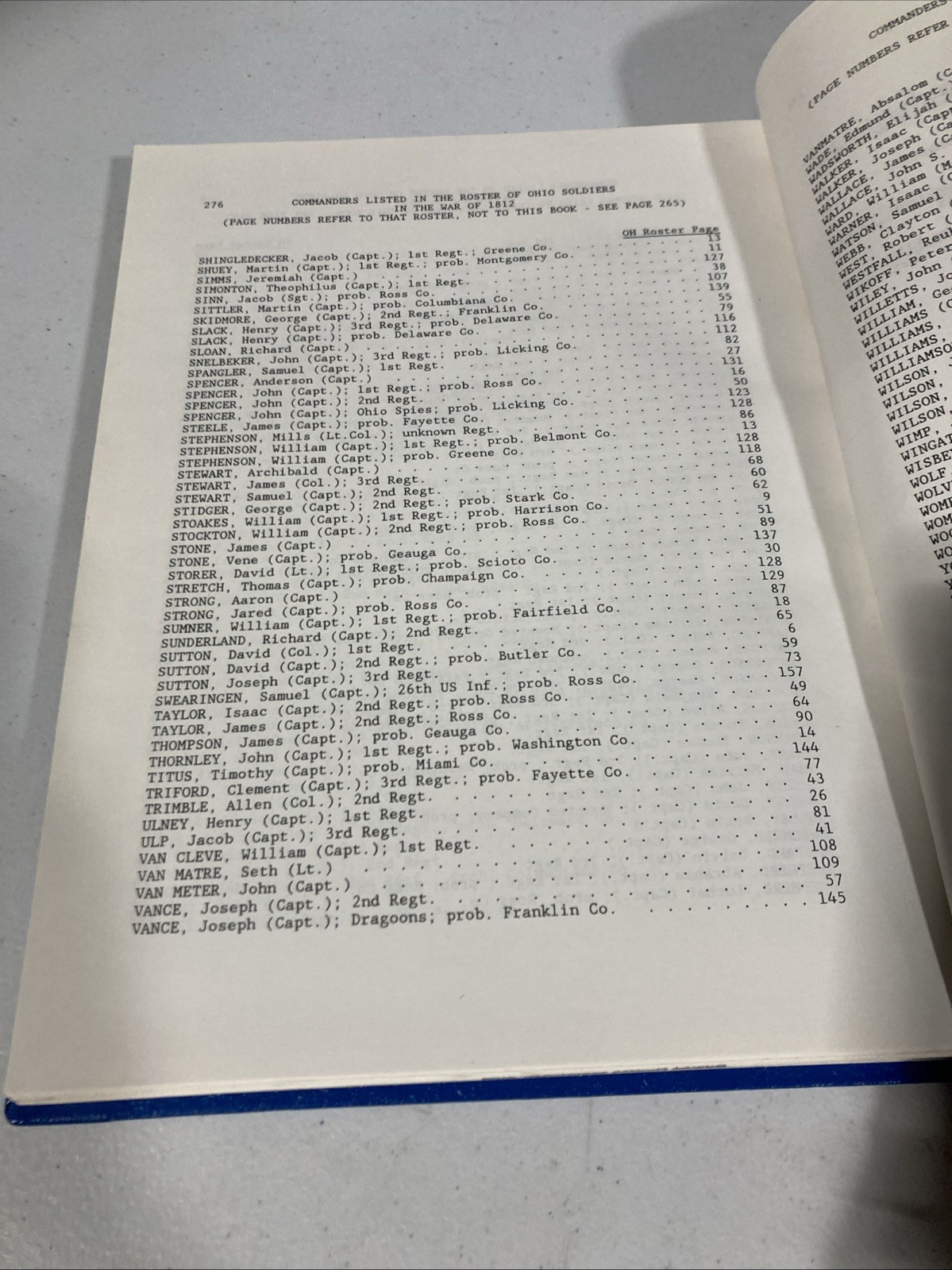 Index to the Grave Records of Servicemen of the War of 1812 State of Ohio HC