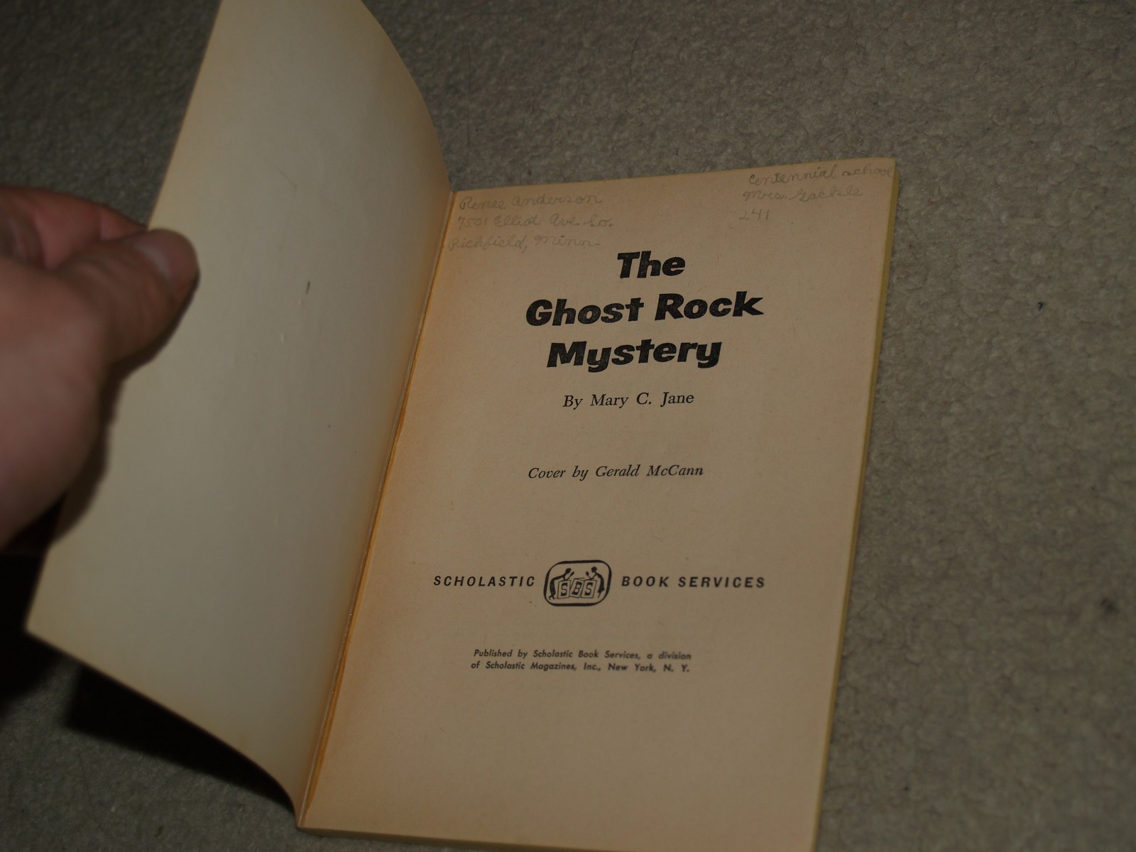 The Ghost Rock Mystery by Mary C Jane Scholastic Paperback 1st print 1962