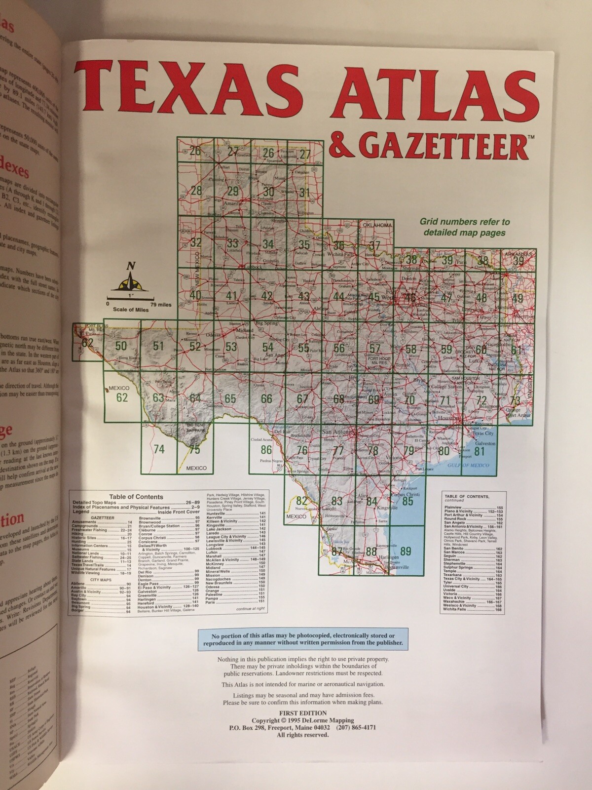 Texas Atlas & Gazetteer Delorme 1995 – 168 Pages – First Edition