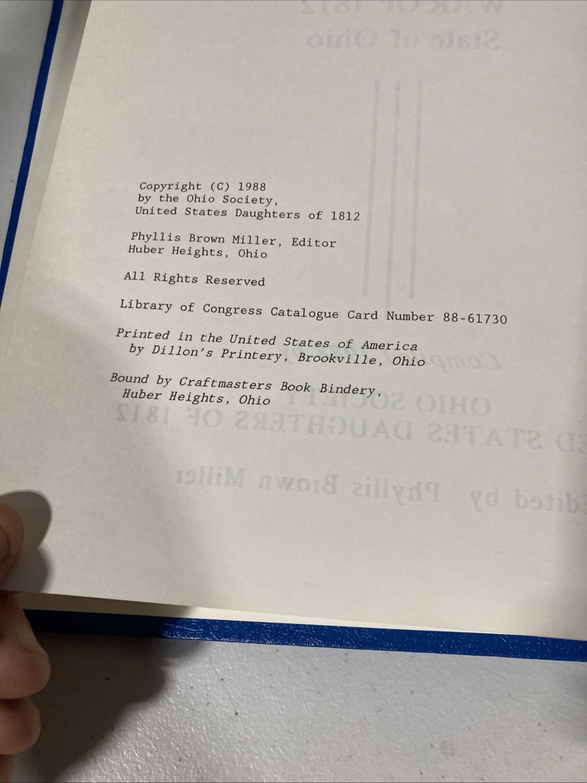 Index to the Grave Records of Servicemen of the War of 1812 State of Ohio HC